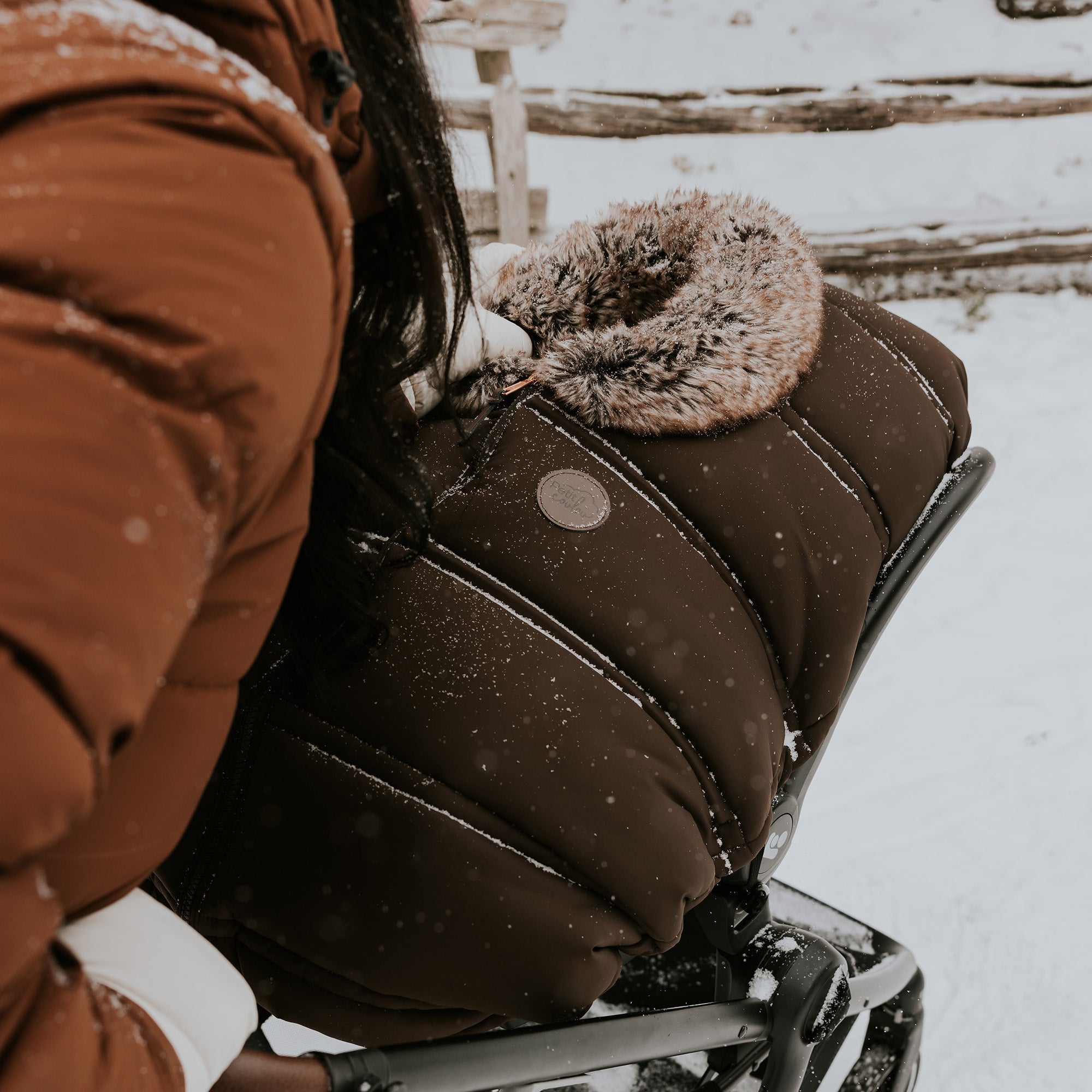 Coffee winter cover for baby car seat by Petit Coulou