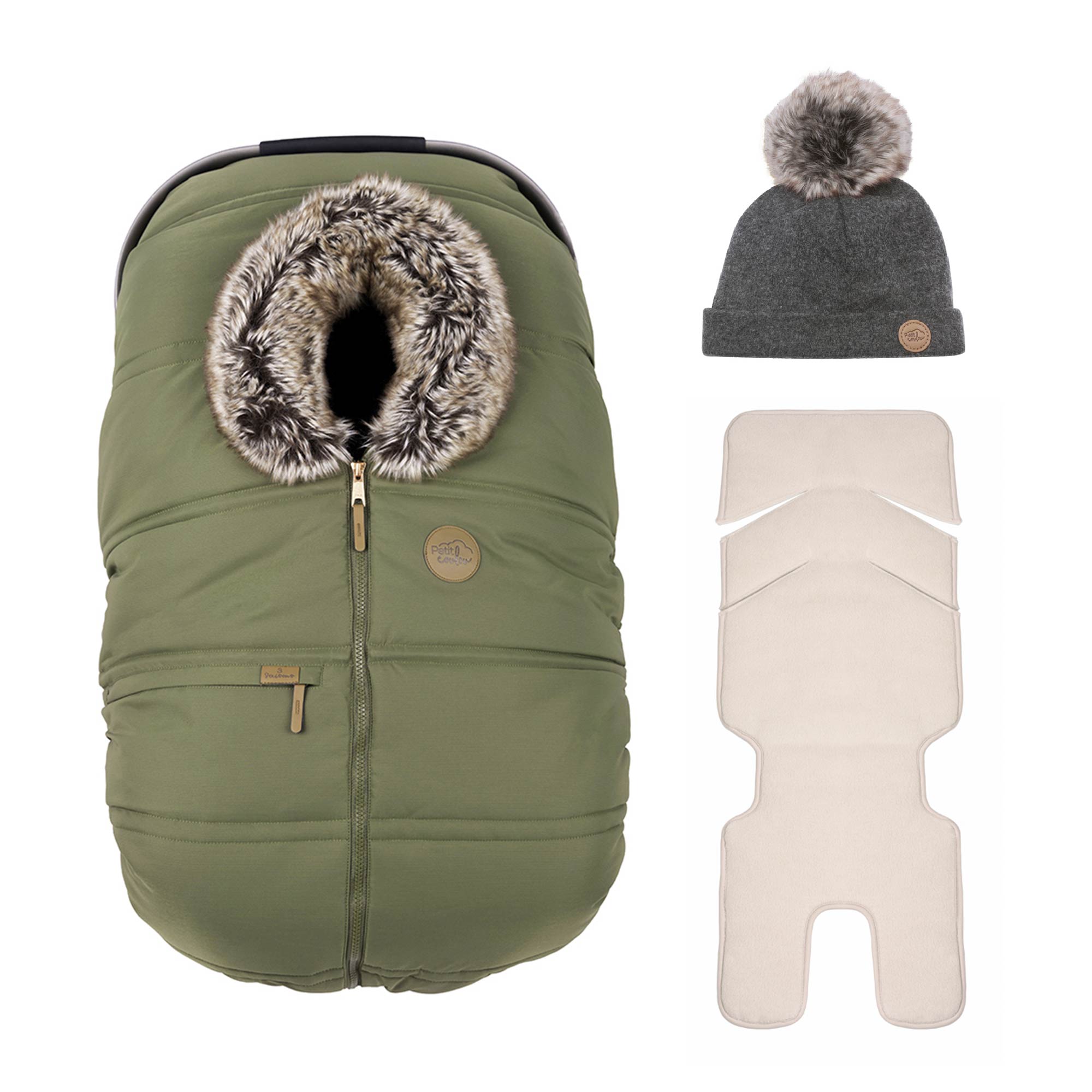 Ensemble : Housse 3 saisons classique avec une tuque pompon 0-6m et un fond isolant