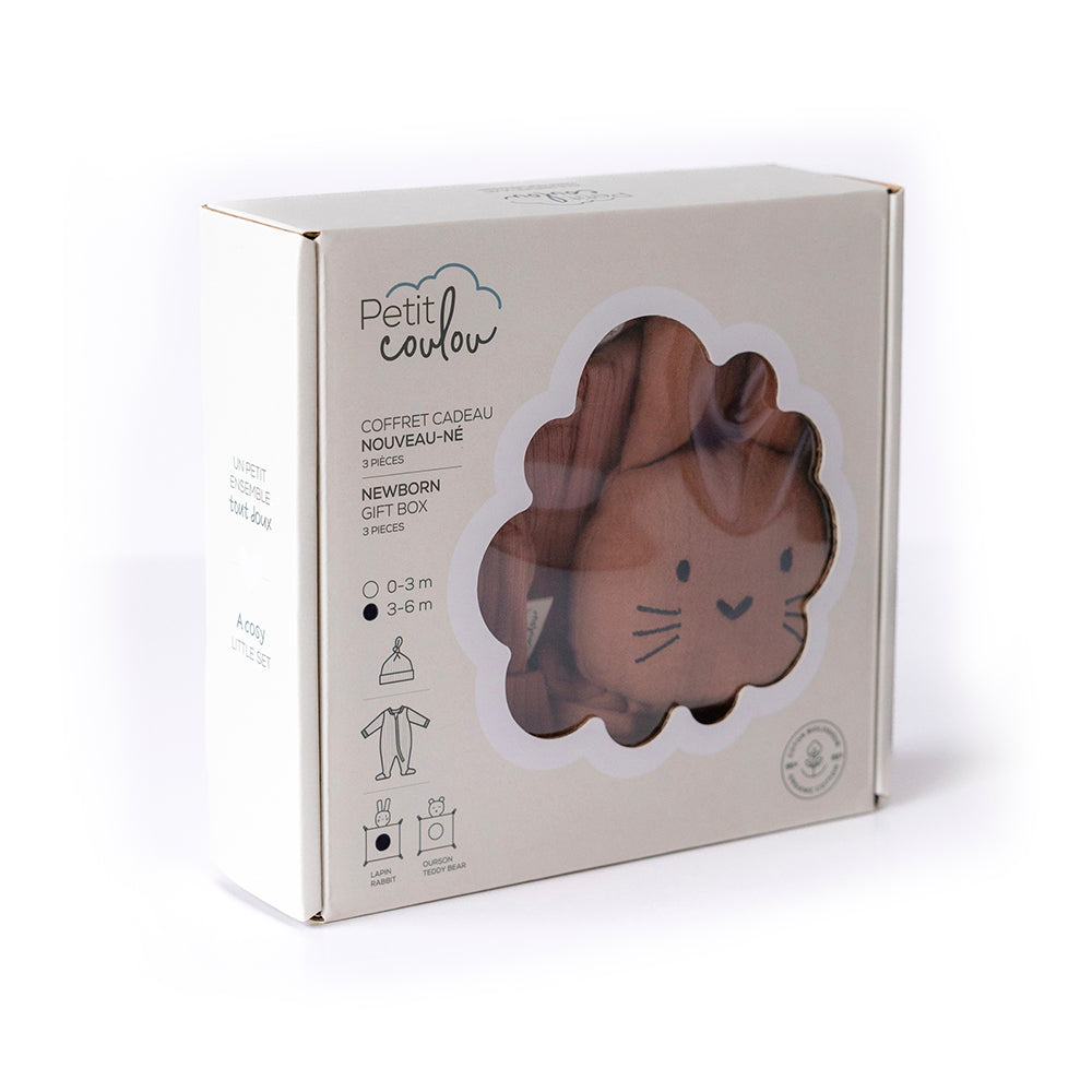 Combo : Coffret nouveau-né avec mousseline et chapeau soleil