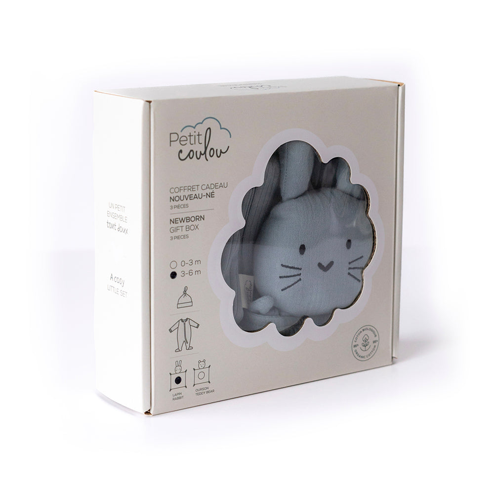 Combo : Coffret nouveau-né avec mousseline et chapeau soleil