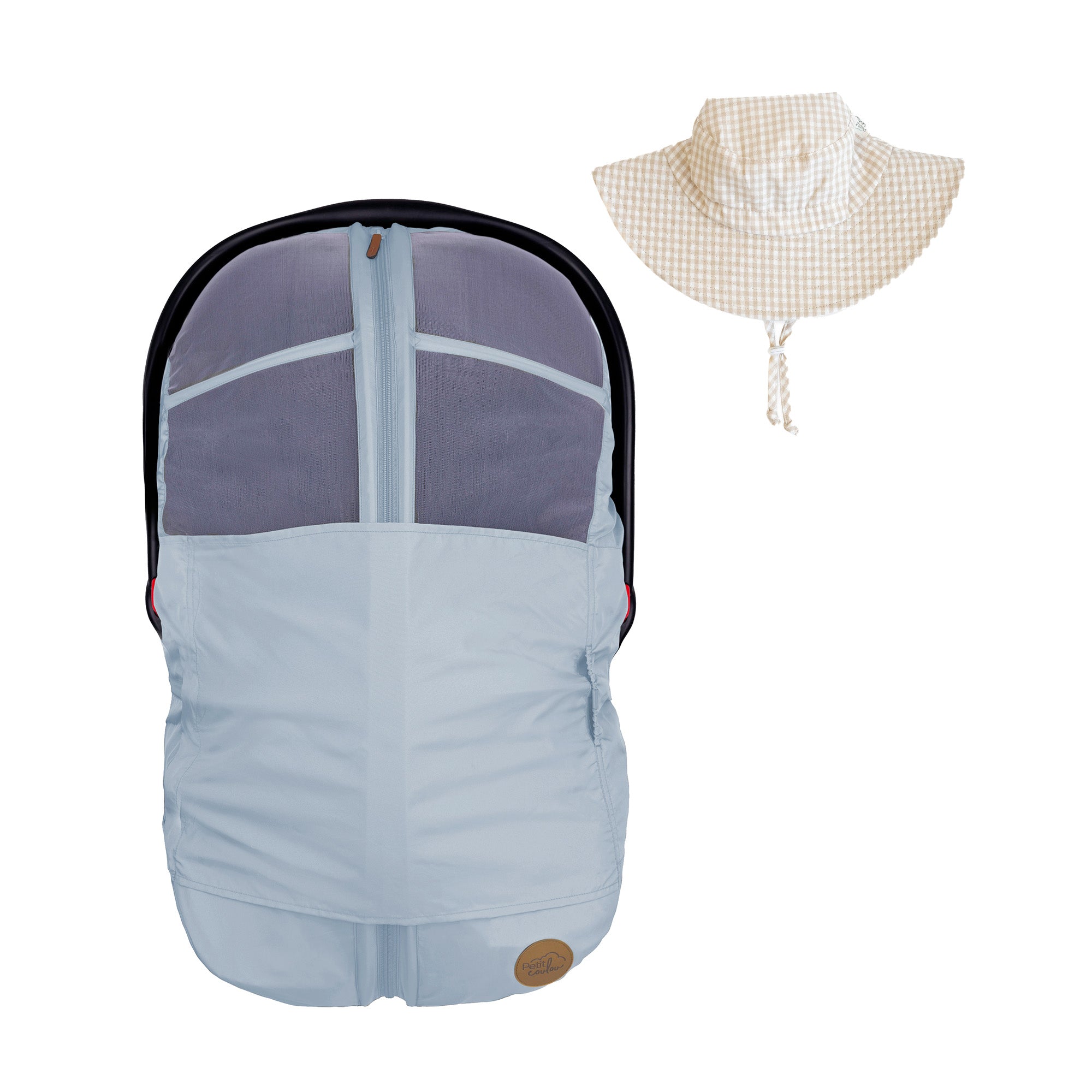 Ensemble : Housse été pour siège d'auto et chapeau soleil