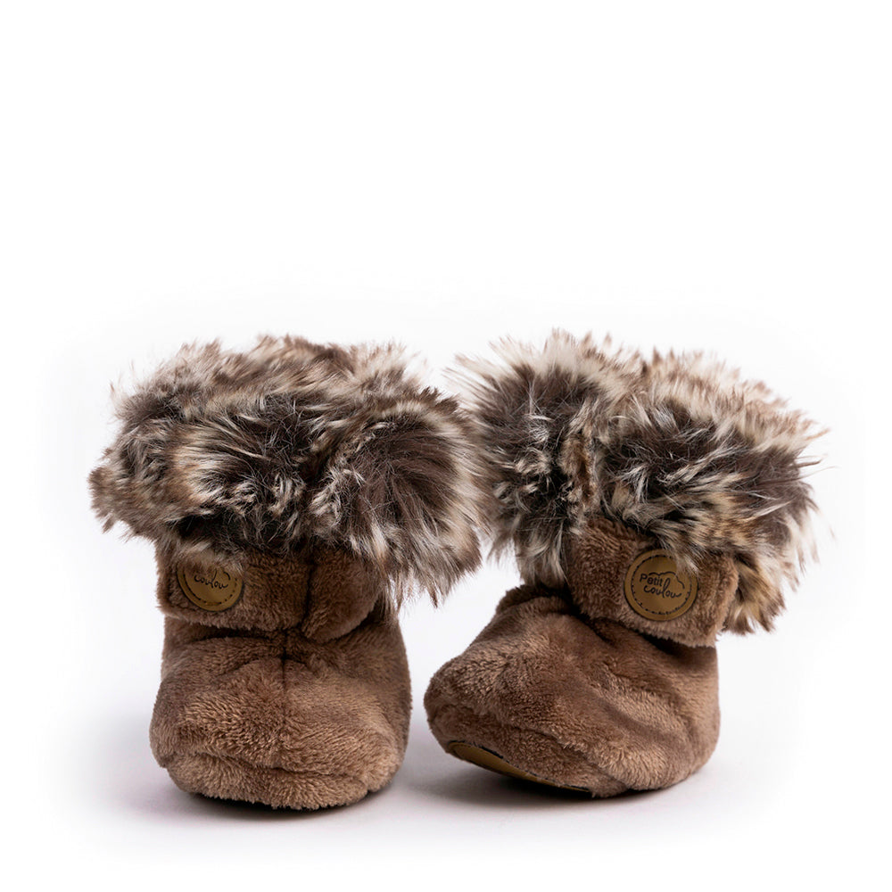 Bottines pour bébé 0-6m avec fausse fourrure loup