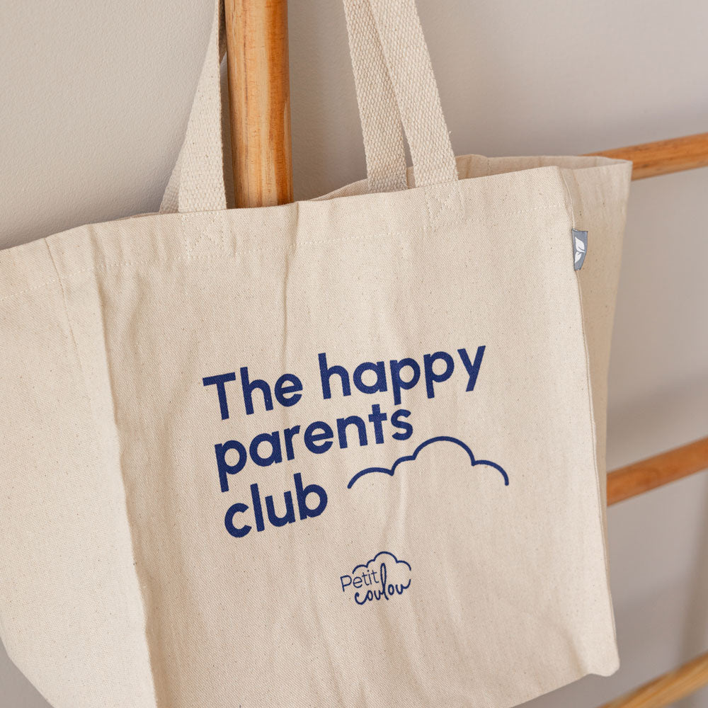 Happy parents club tote bag in cotton by Petit Coulou