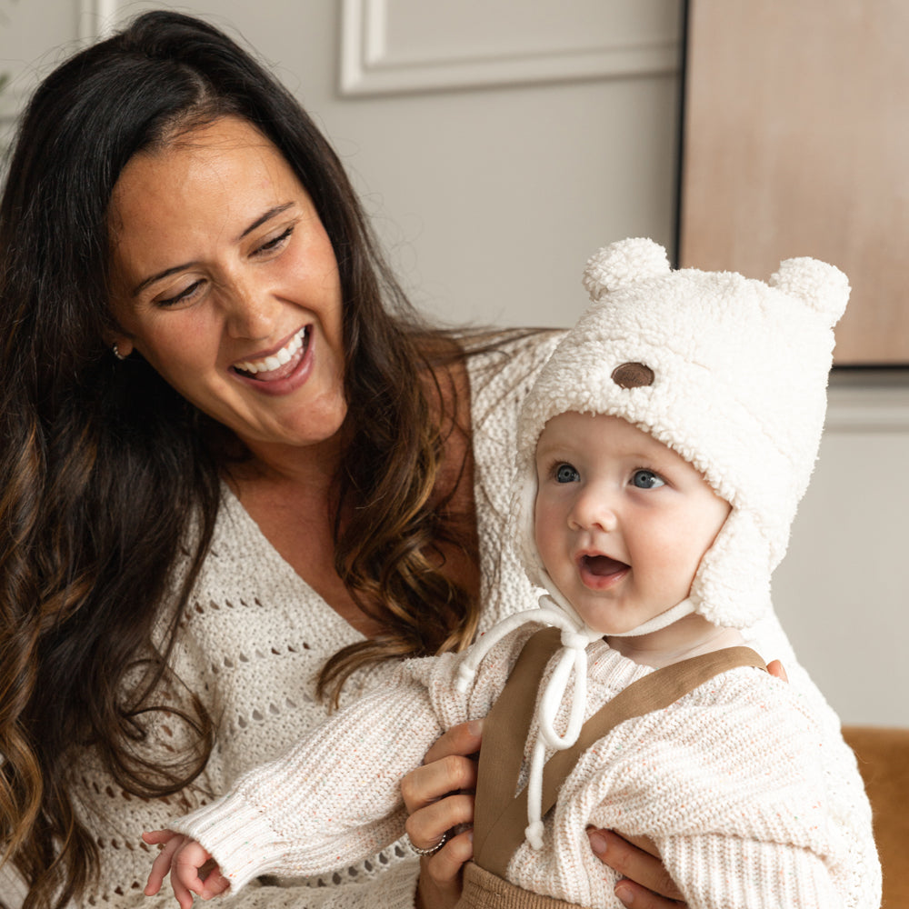 Sherpa Teddy Bear Hat For Baby (0-18m)