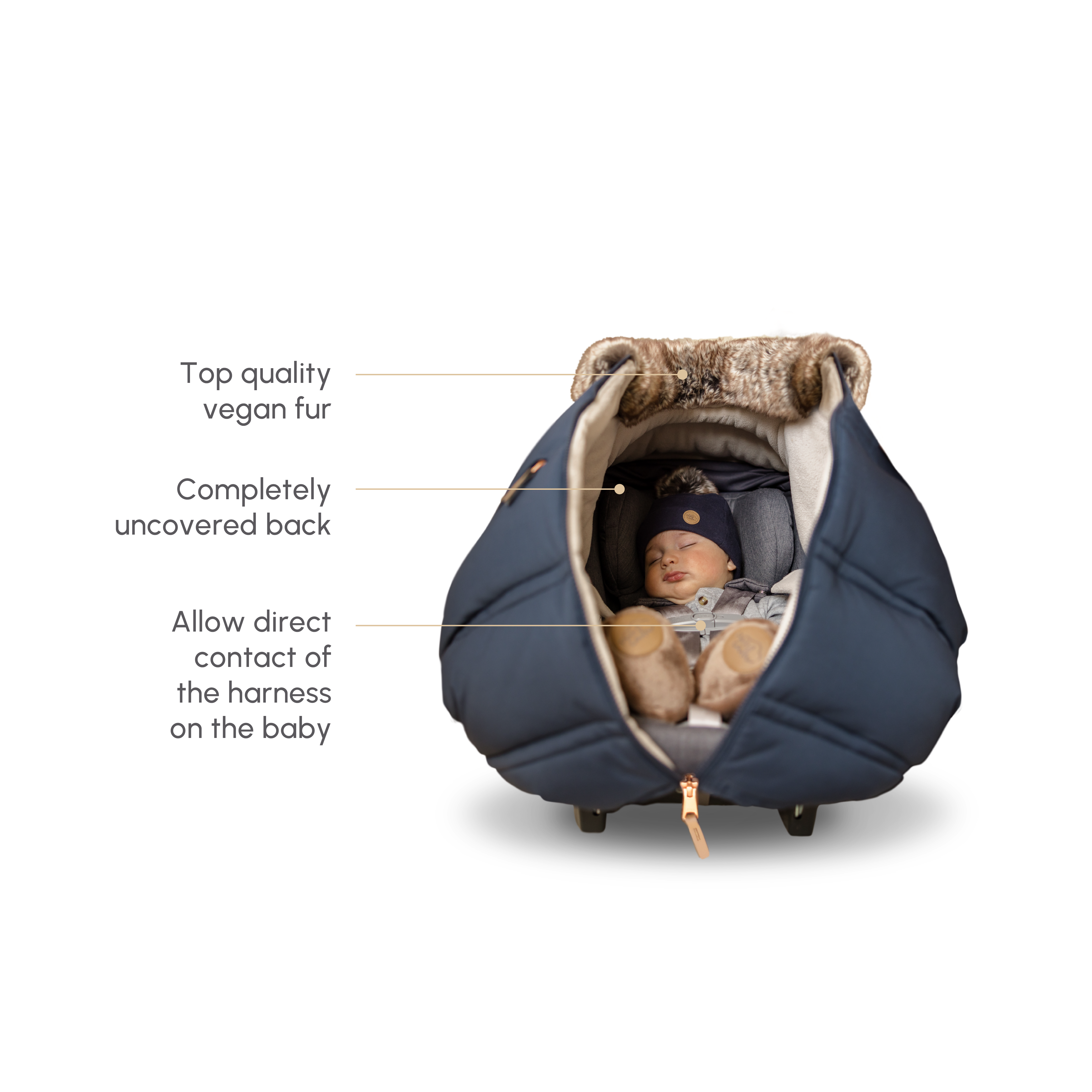 #locale_en Baby in a baby car seat with a Petit Coulou winter cover with features