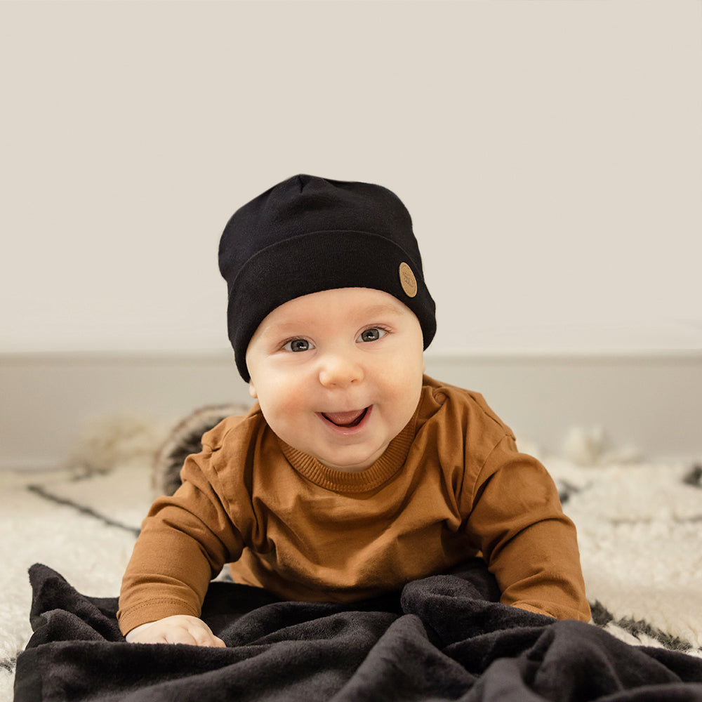 Bébé avec tuque onyx sans pompom pour bébé 0-6m