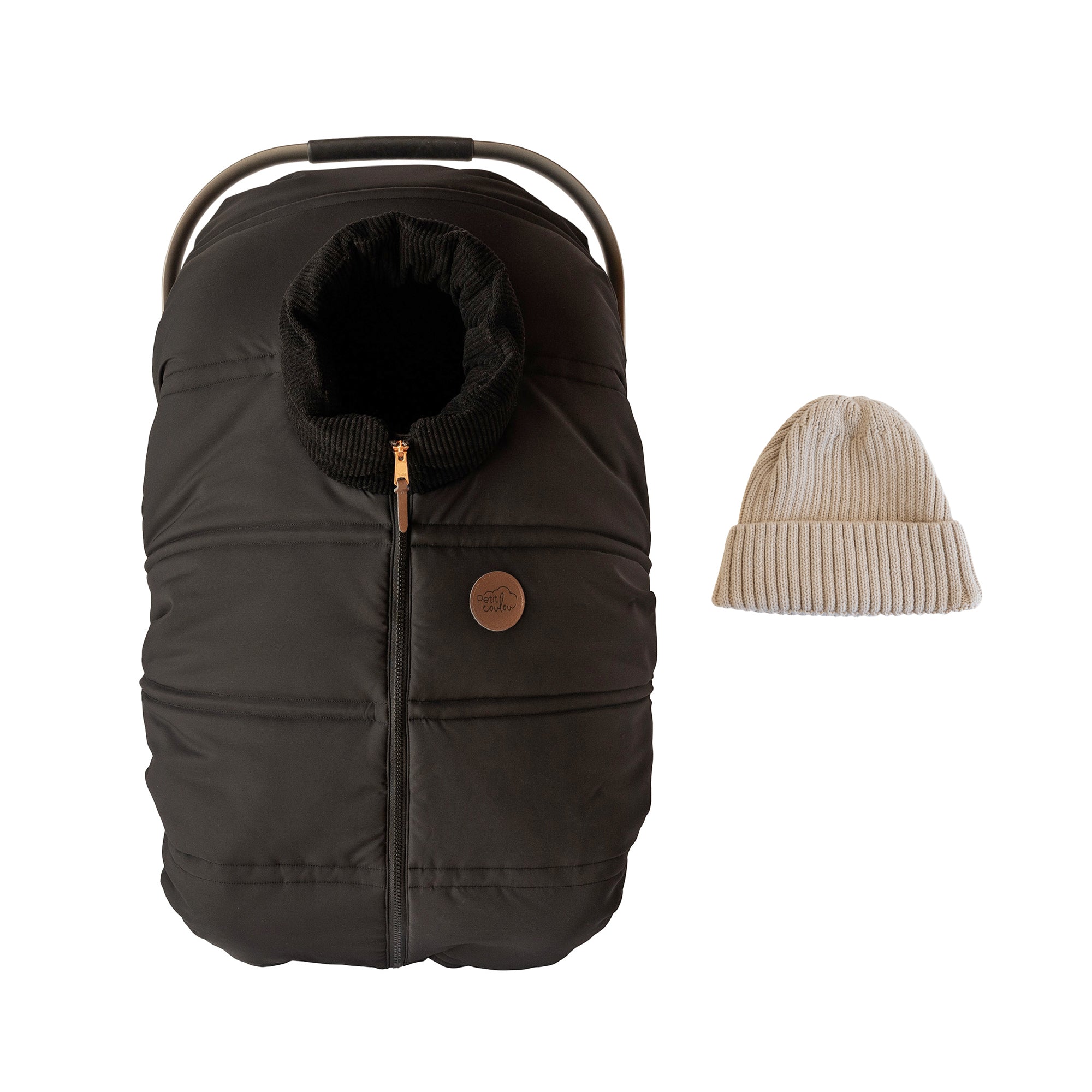Bundle: Lightweight car seat cover & 0-12m knit beanie