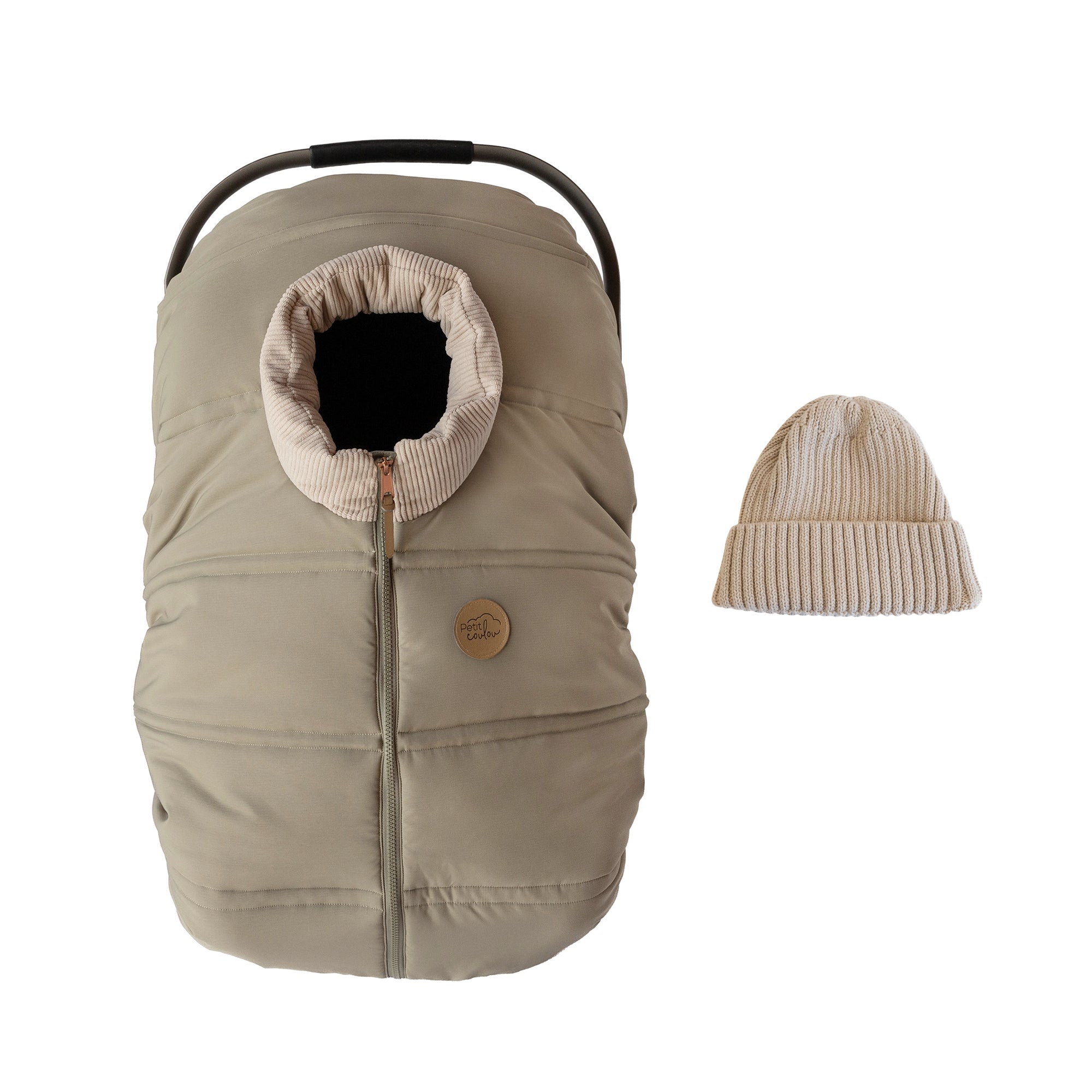 Bundle: Lightweight car seat cover & 0-12m knit beanie