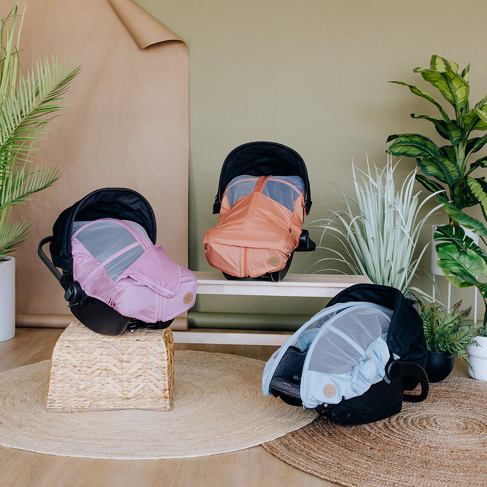 Housses été pour banc d'auto de bébé qui protège des insectes nuisibles - Collection été Petit Coulou