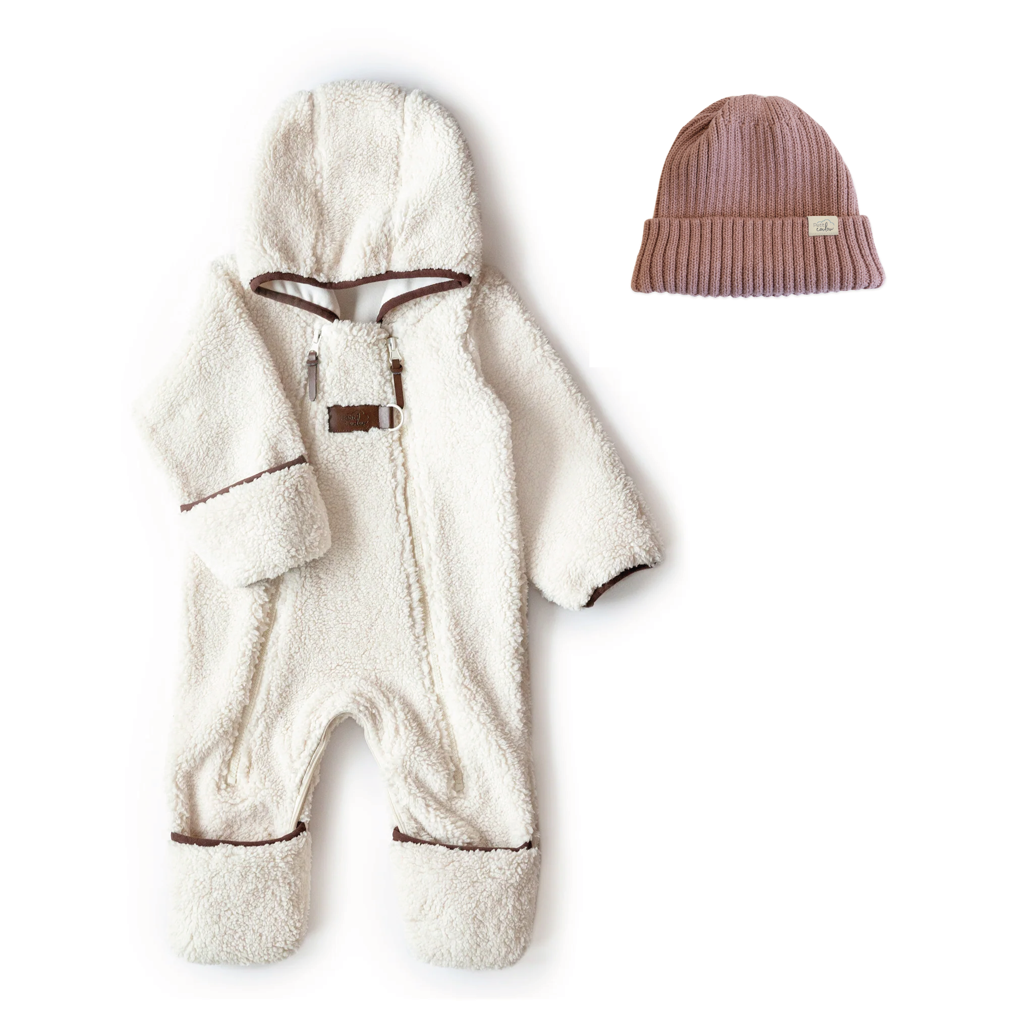 Bundle: Lined Sherpa Onesie with Knit Beanie