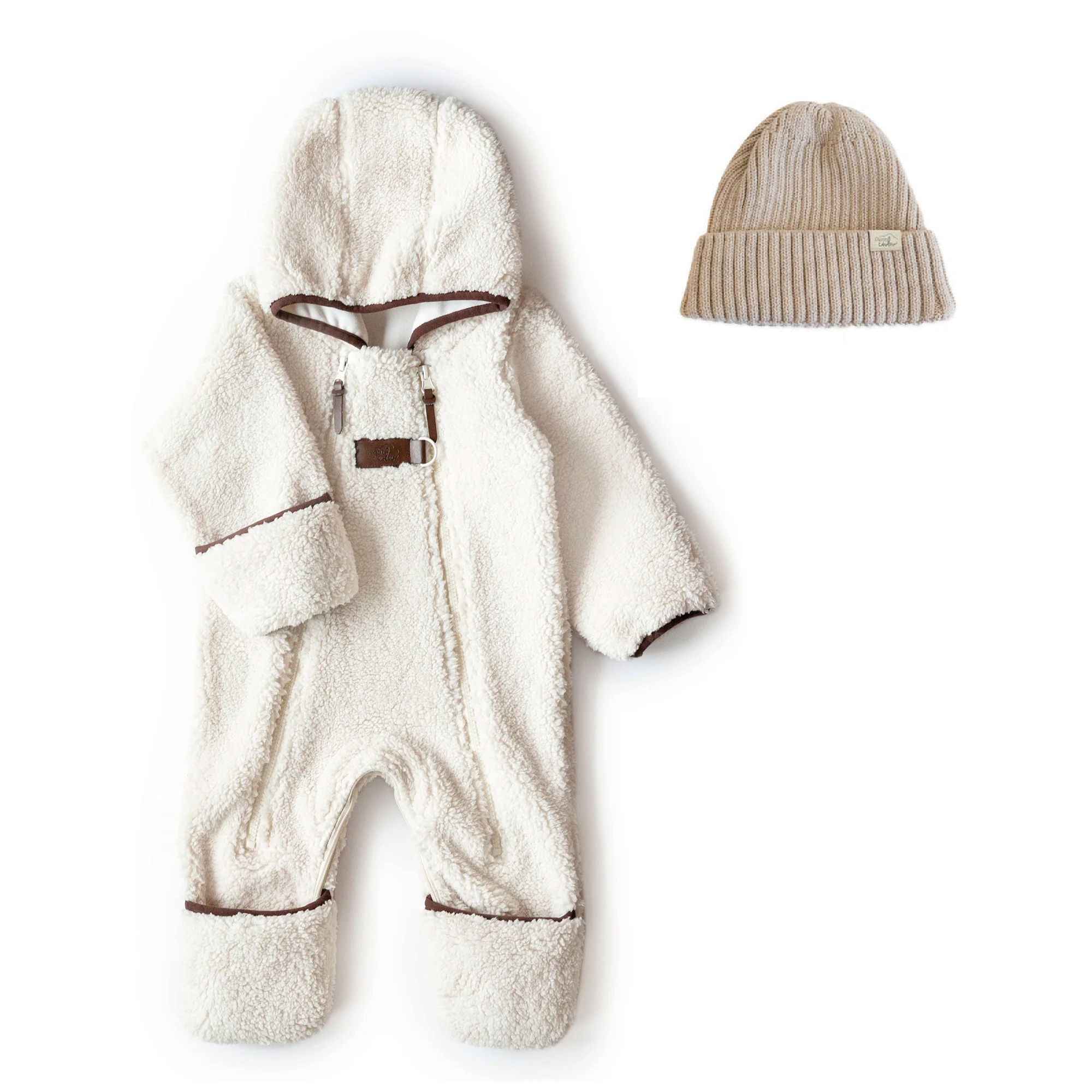 Bundle: Lined Sherpa Onesie with Knit Beanie