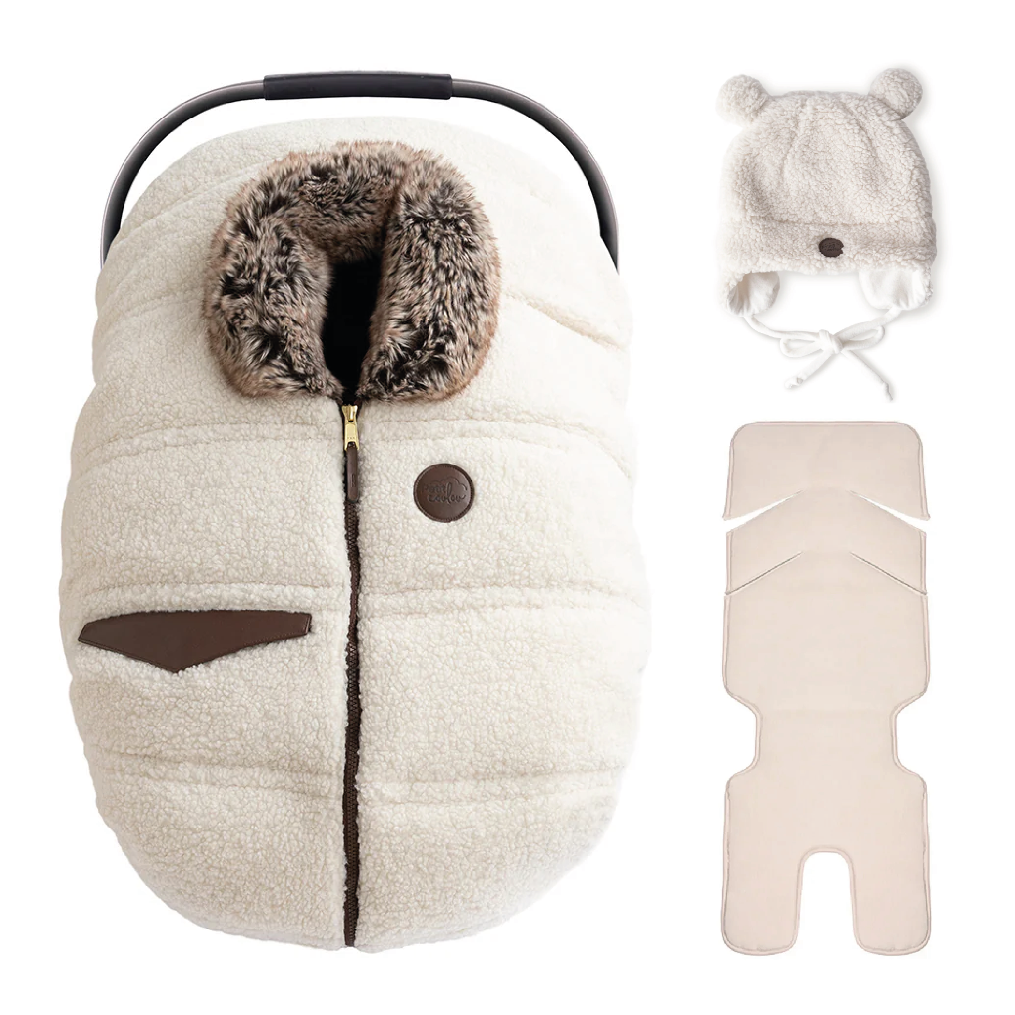 Combo : Housse hiver sherpa avec une tuque ourson et un fond isolant