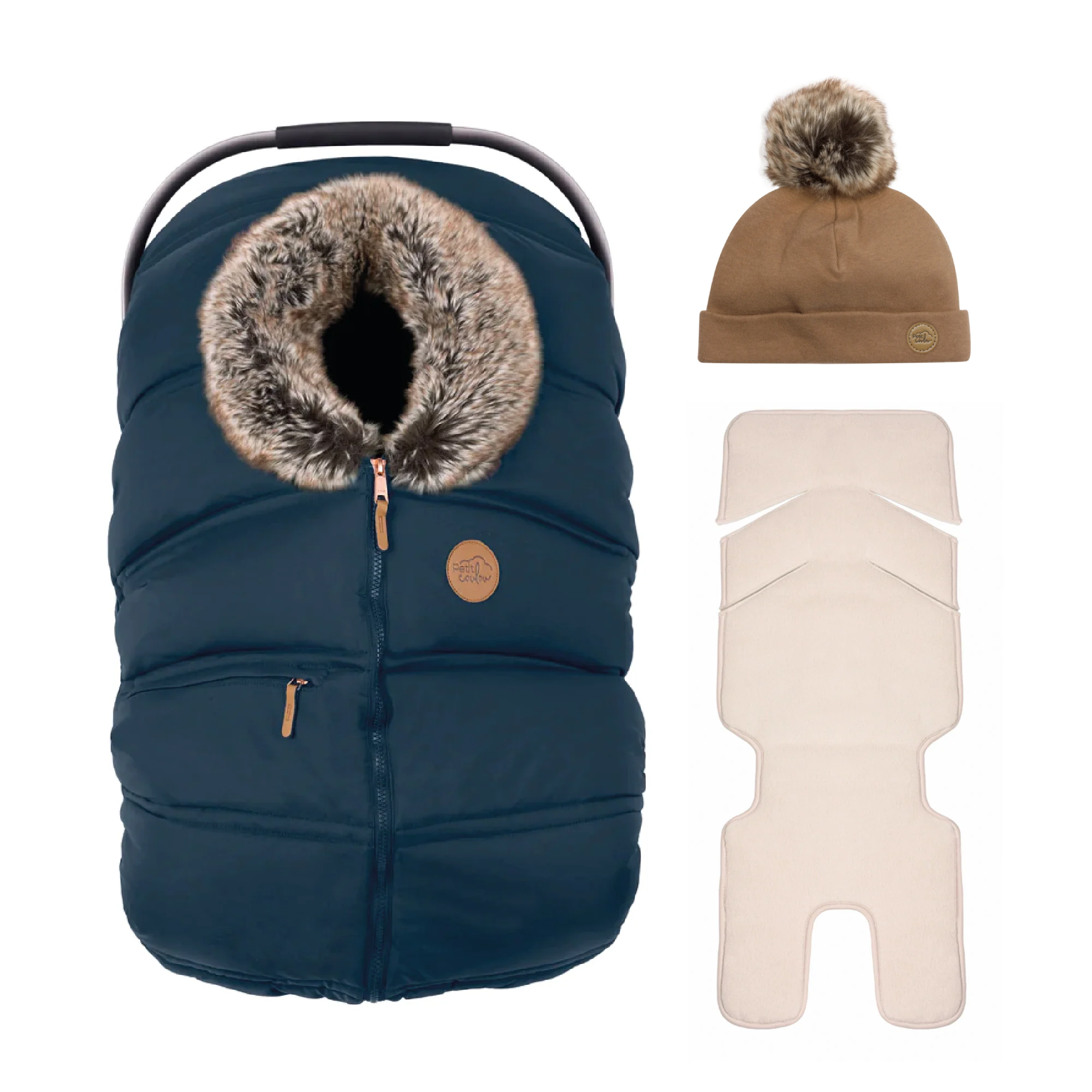Combo : Housse hiver classique avec une tuque pompon et un fond isolant