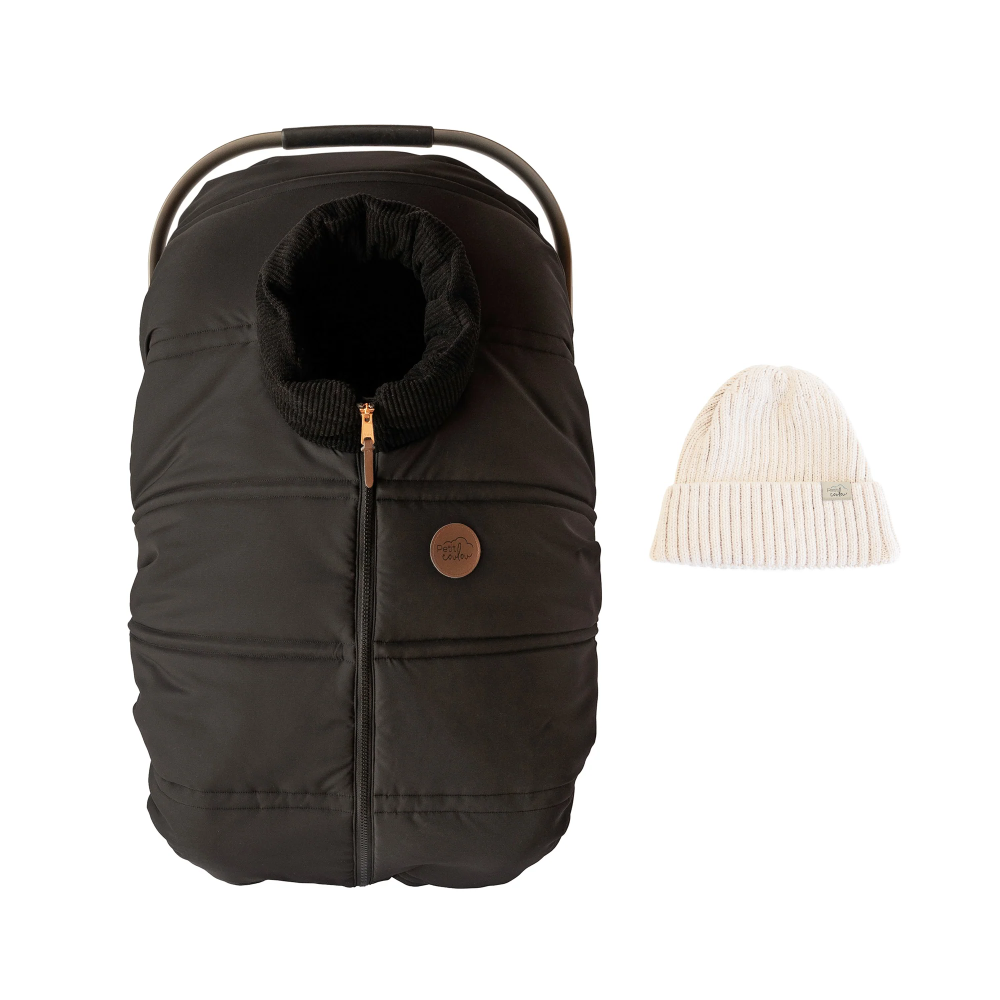 Bundle: Lightweight car seat cover & 0-12m knit beanie