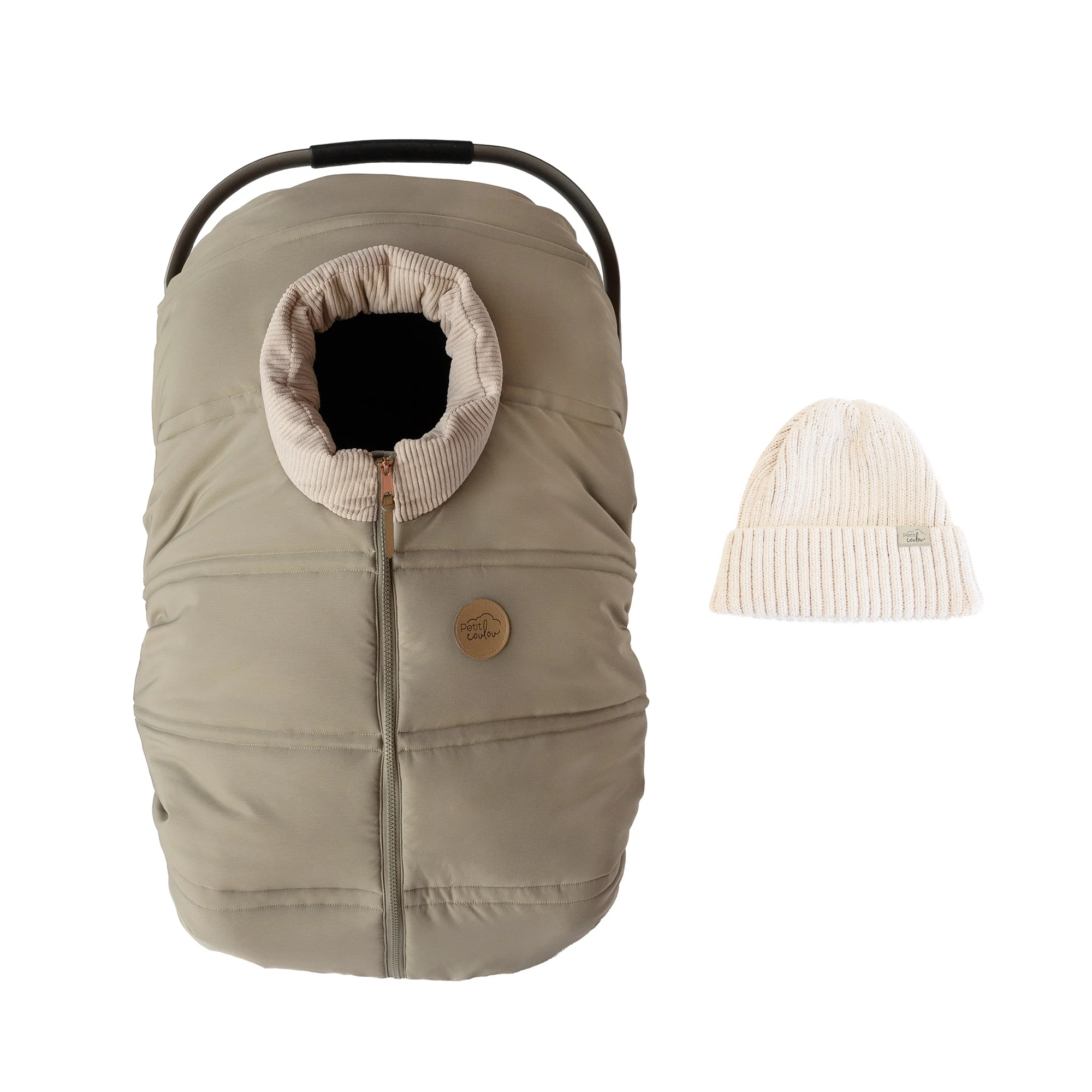 Bundle: Lightweight car seat cover & 0-12m knit beanie