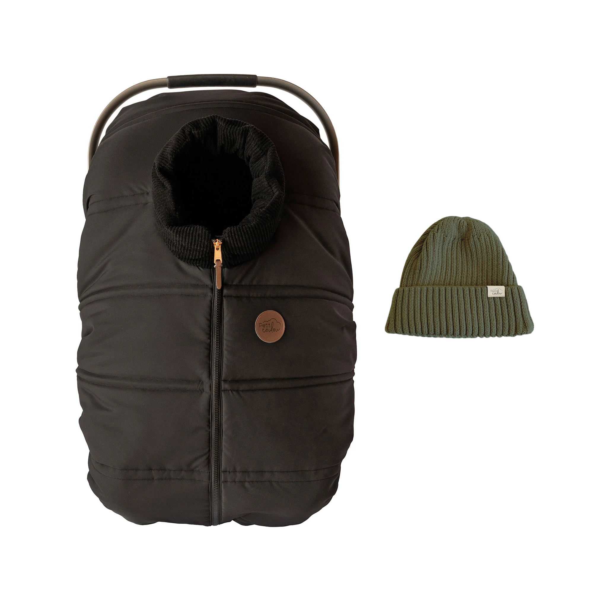 Bundle: Lightweight car seat cover & 0-12m knit beanie