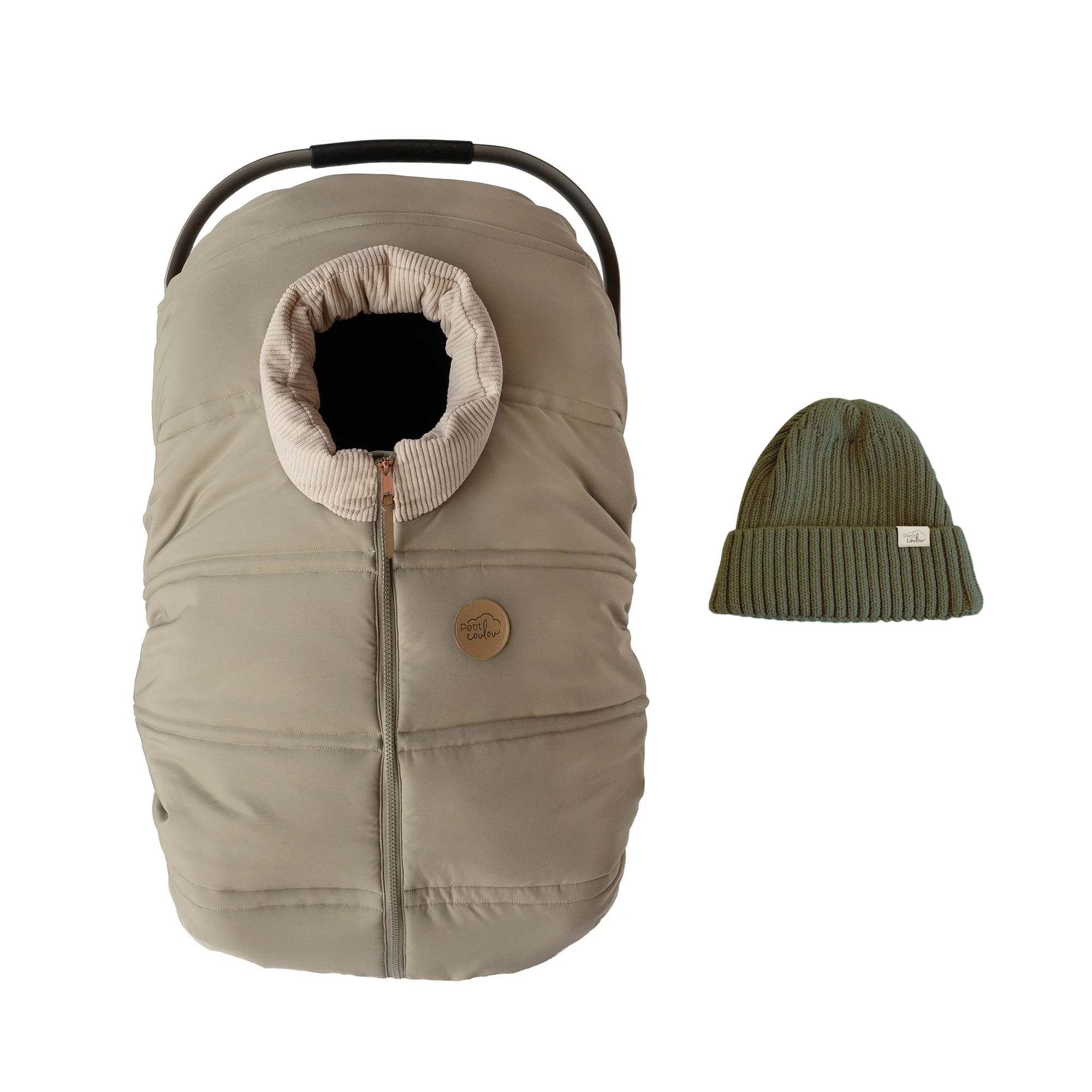 Bundle: Lightweight car seat cover & 0-12m knit beanie