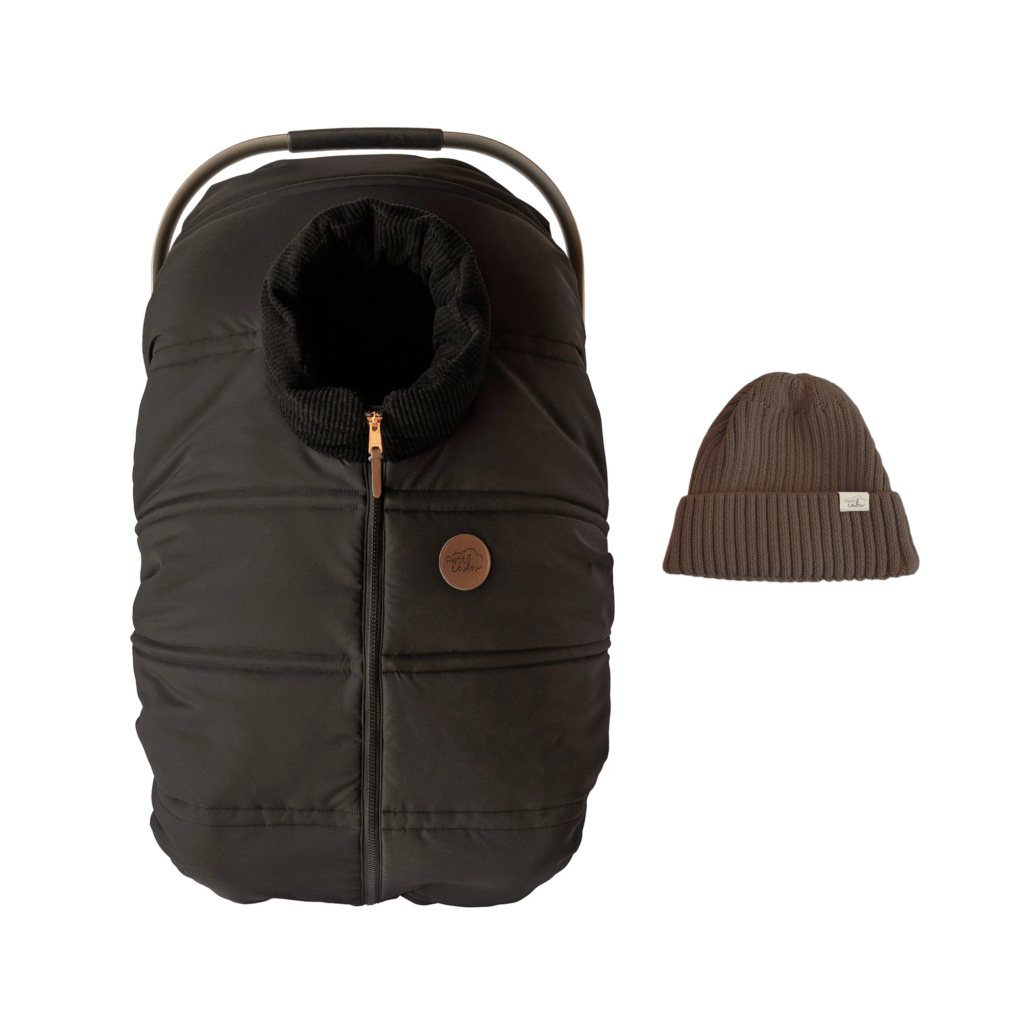 Bundle: Lightweight car seat cover & 0-12m knit beanie