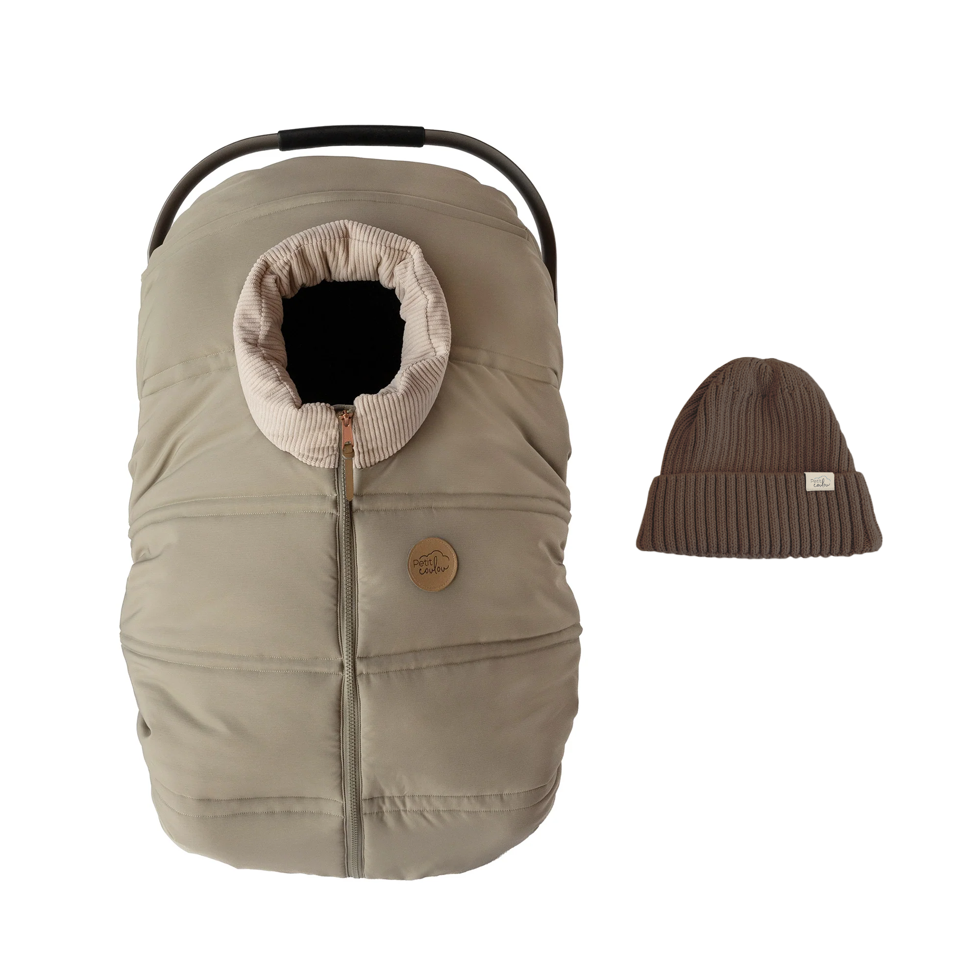 Bundle: Lightweight car seat cover & 0-12m knit beanie