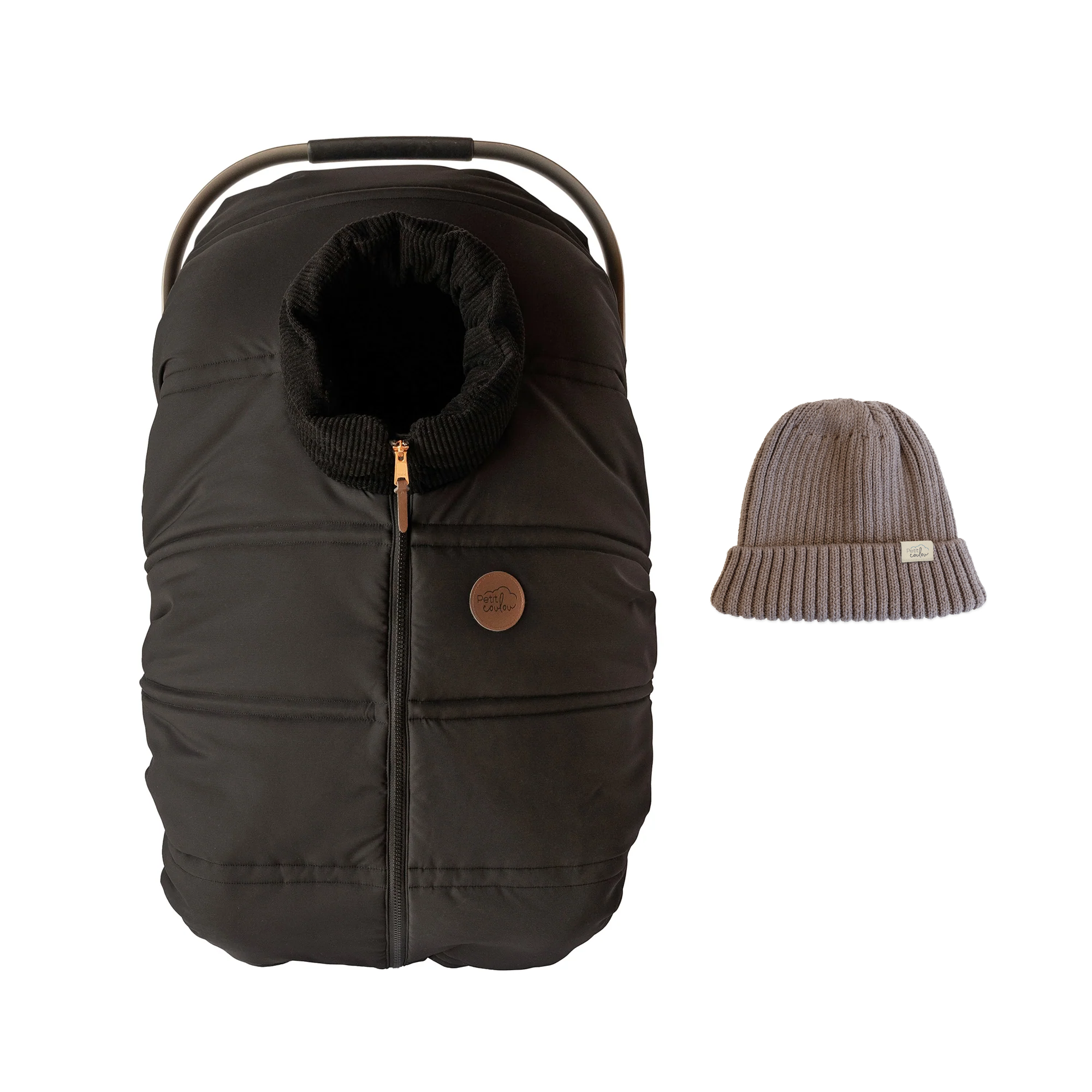 Bundle: Lightweight car seat cover & 0-12m knit beanie