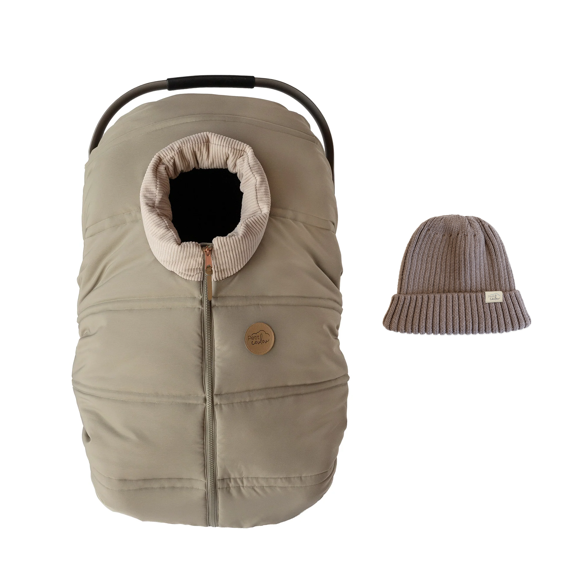 Bundle: Lightweight car seat cover & 0-12m knit beanie