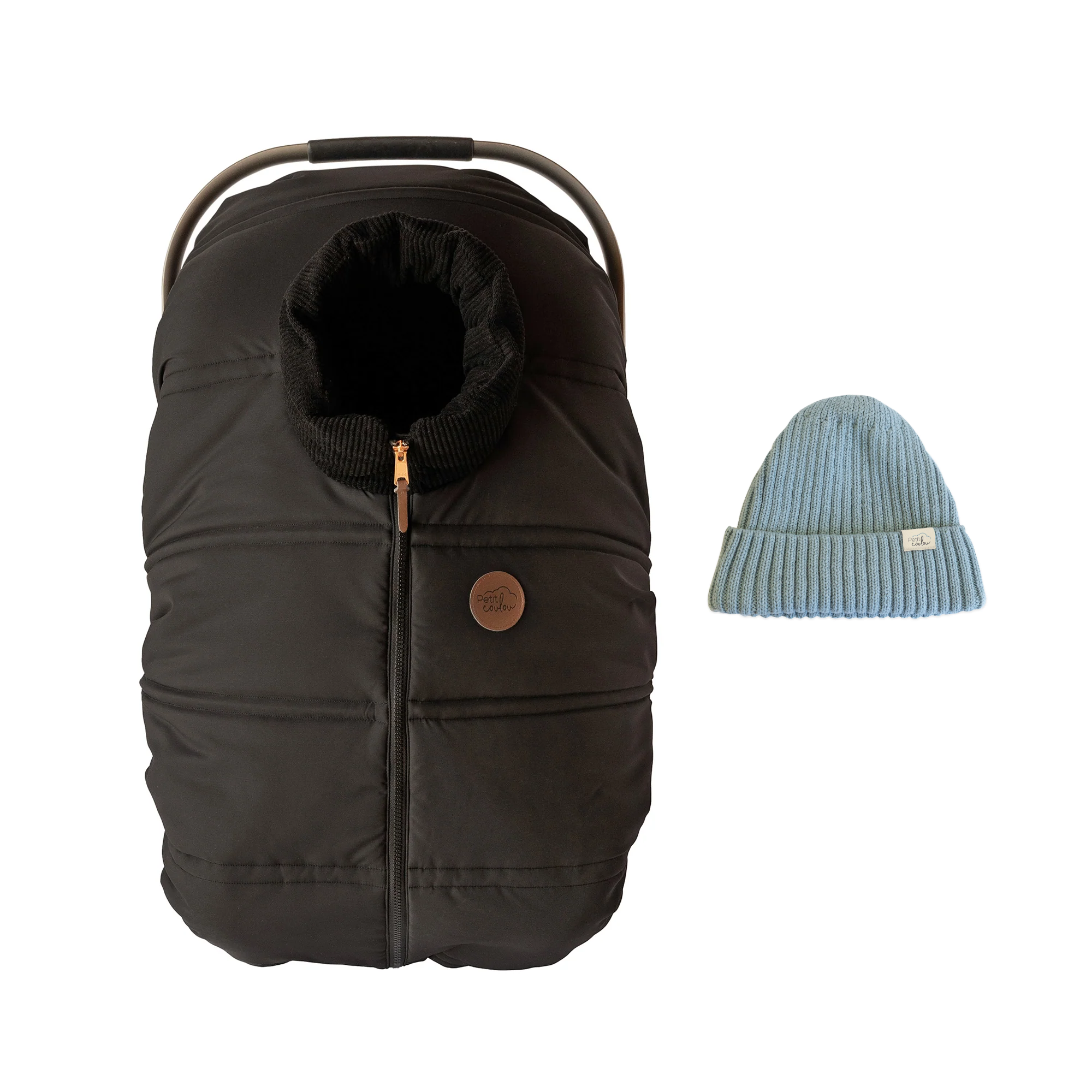 Bundle: Lightweight car seat cover & 0-12m knit beanie