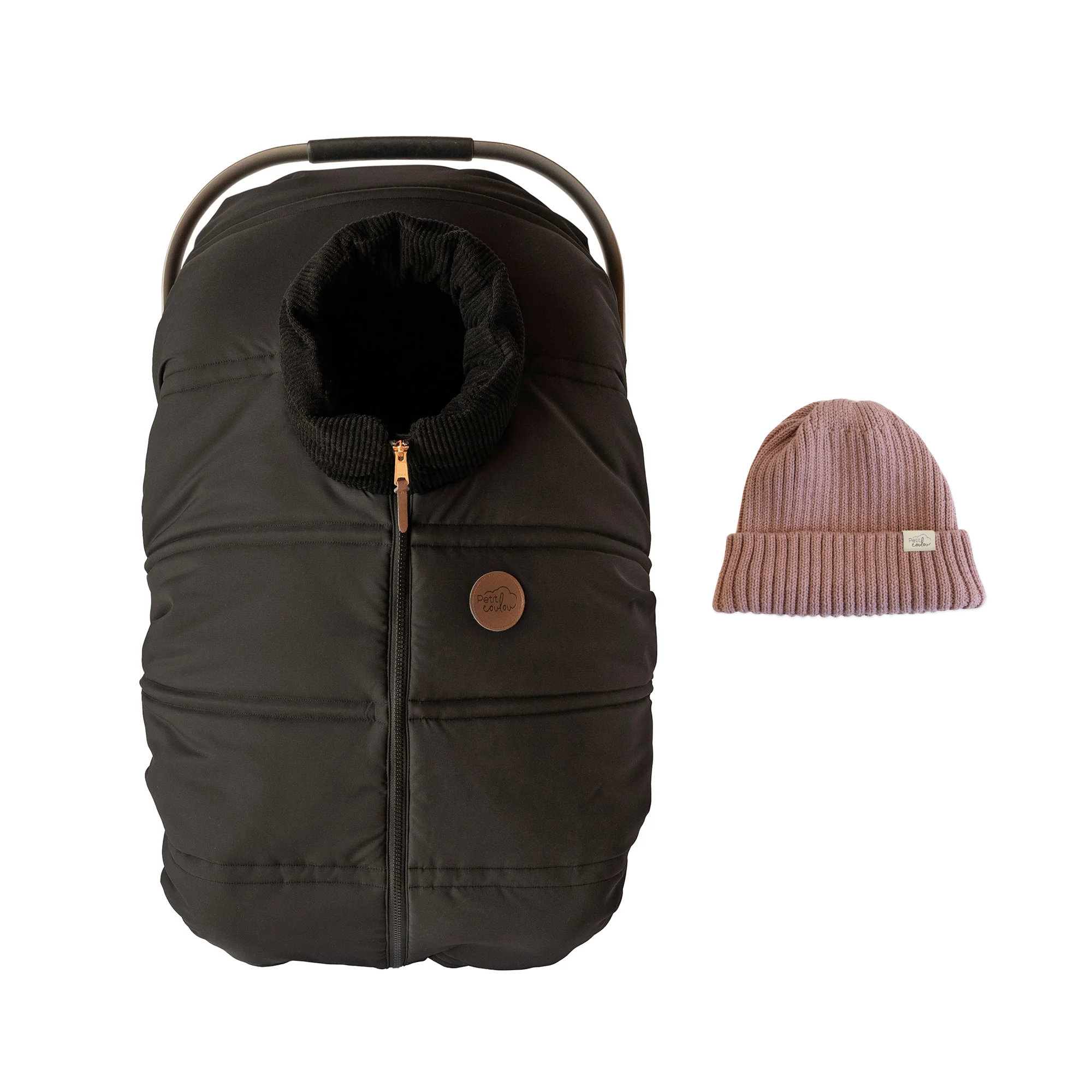Bundle: Lightweight car seat cover & 0-12m knit beanie