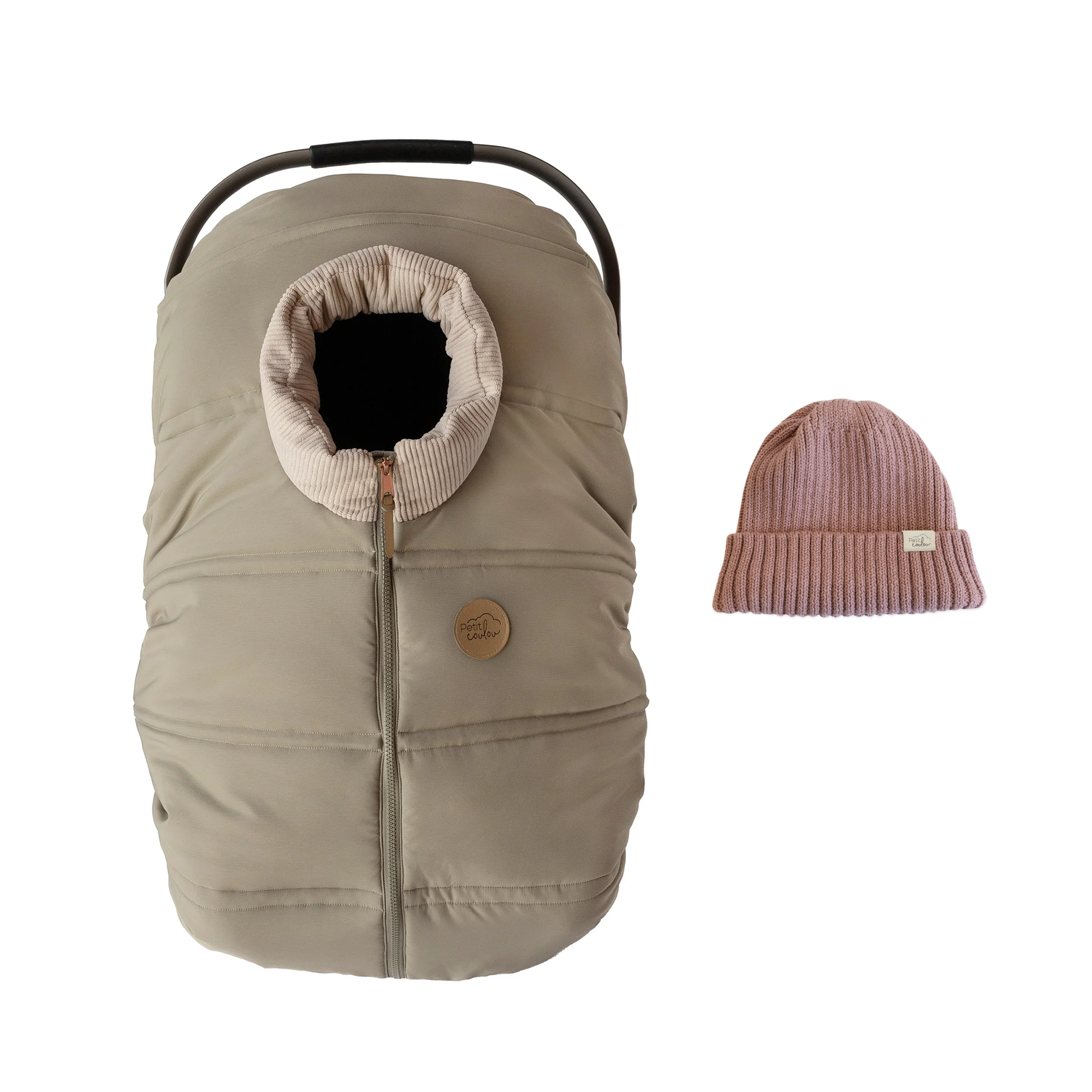 Bundle: Lightweight car seat cover & 0-12m knit beanie