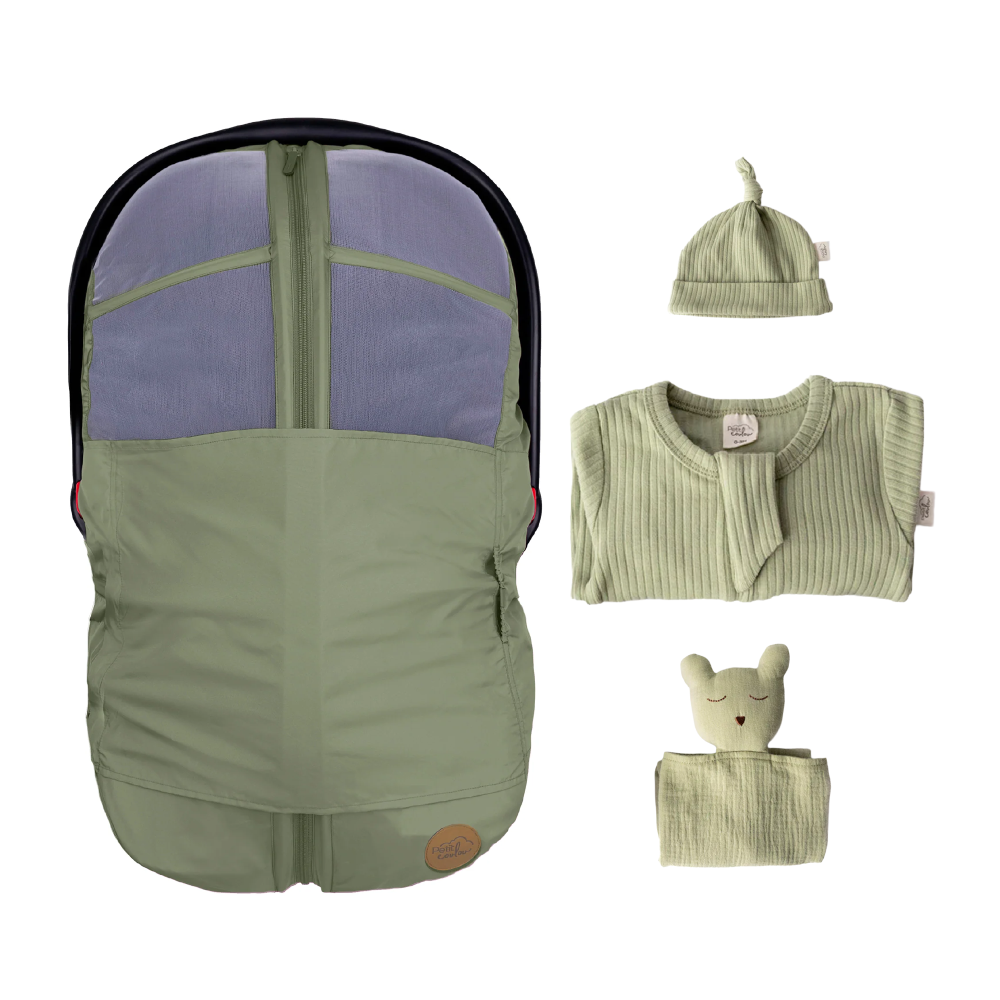 Combo : Housse été 4-en-1 pour siège d'auto et coffret-cadeau pour nouveau-né