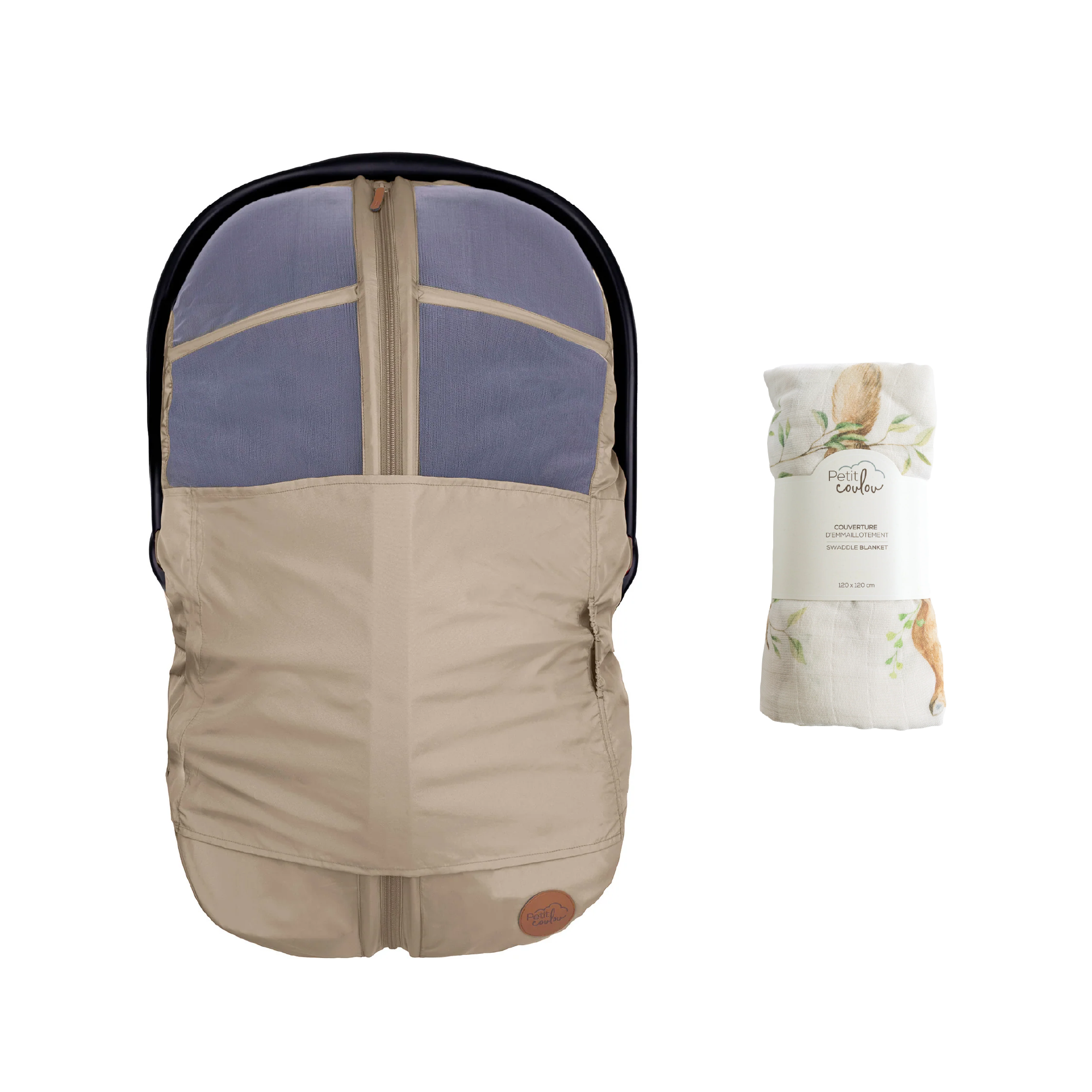 Bundle: 4-in-1 summer car seat cover and swaddle blanket