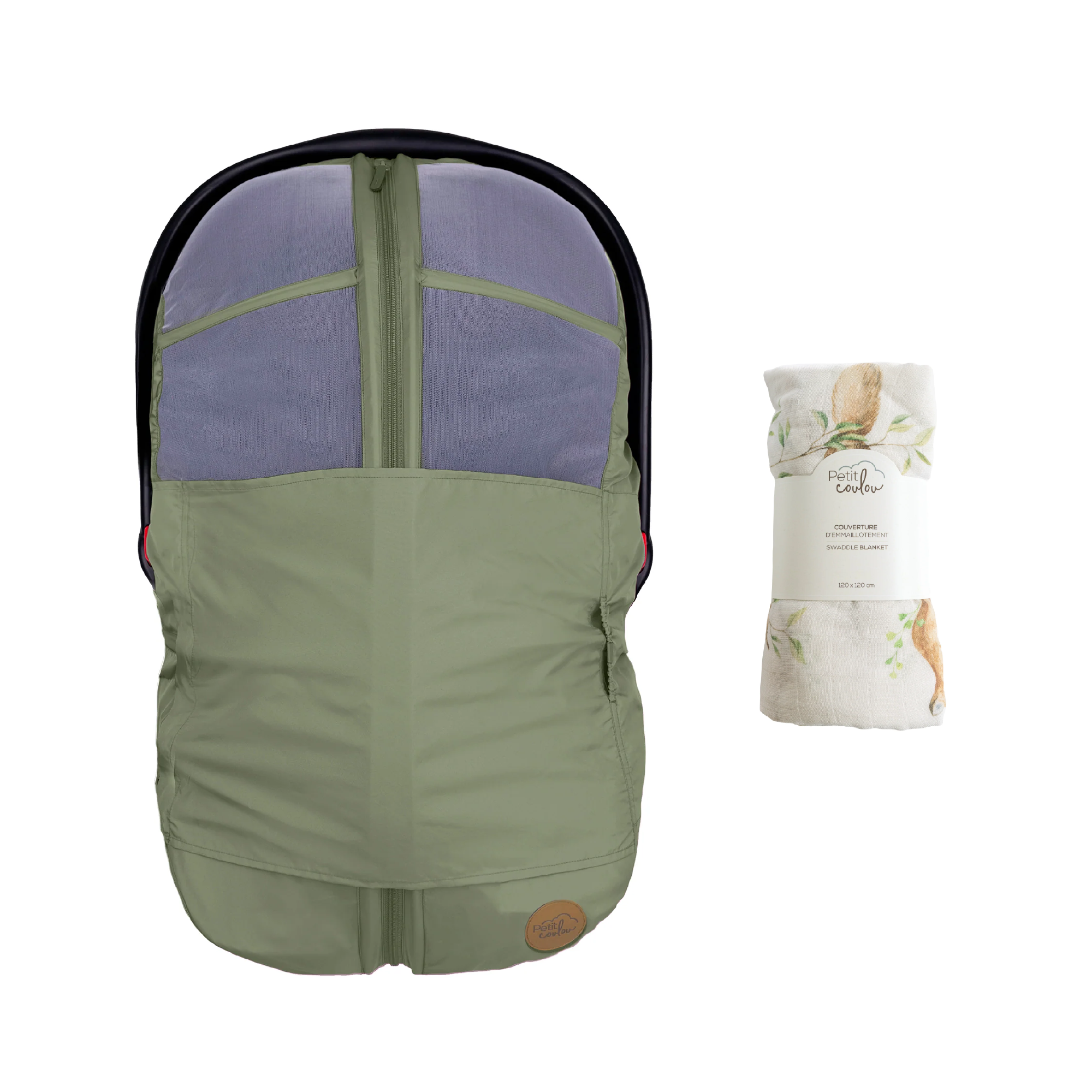 Bundle: 4-in-1 summer car seat cover and swaddle blanket