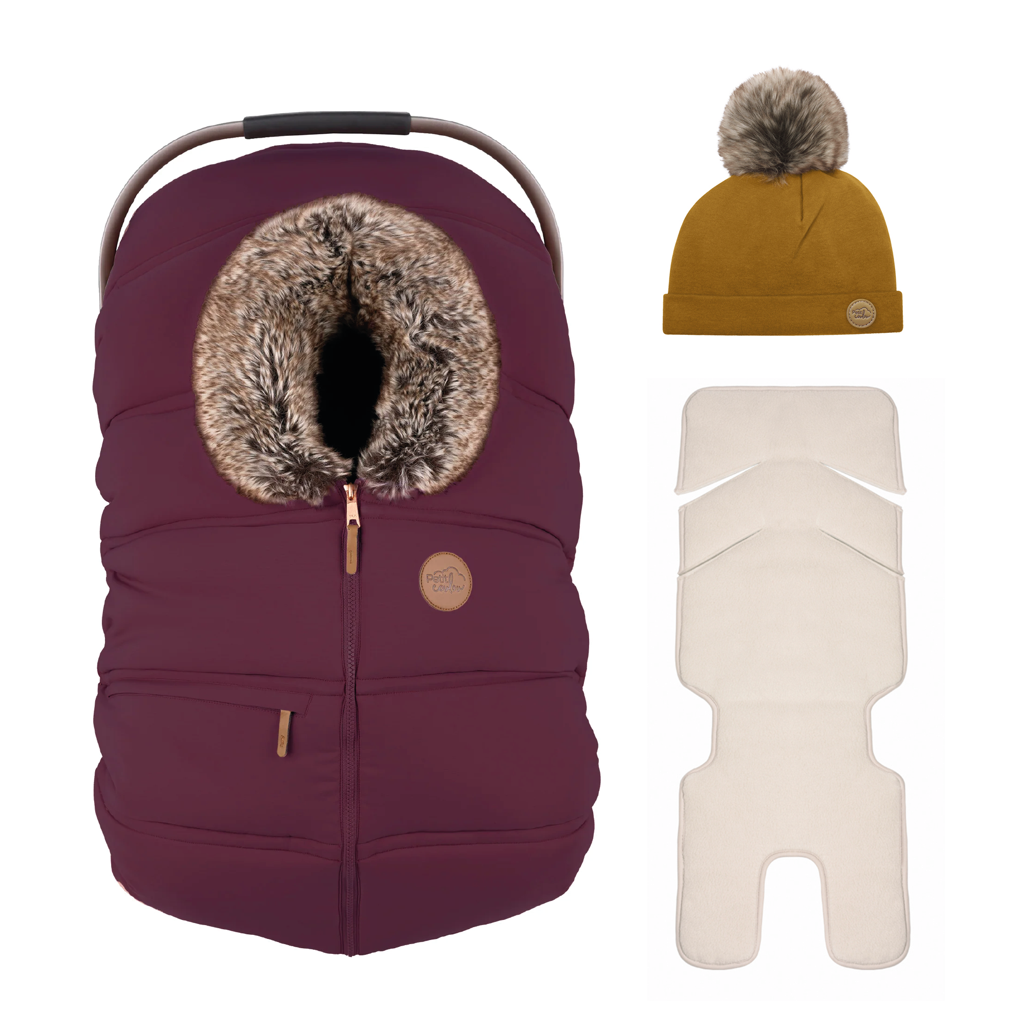 Ensemble : Housse hiver classique avec une tuque pompon 0-6m et un fond isolant