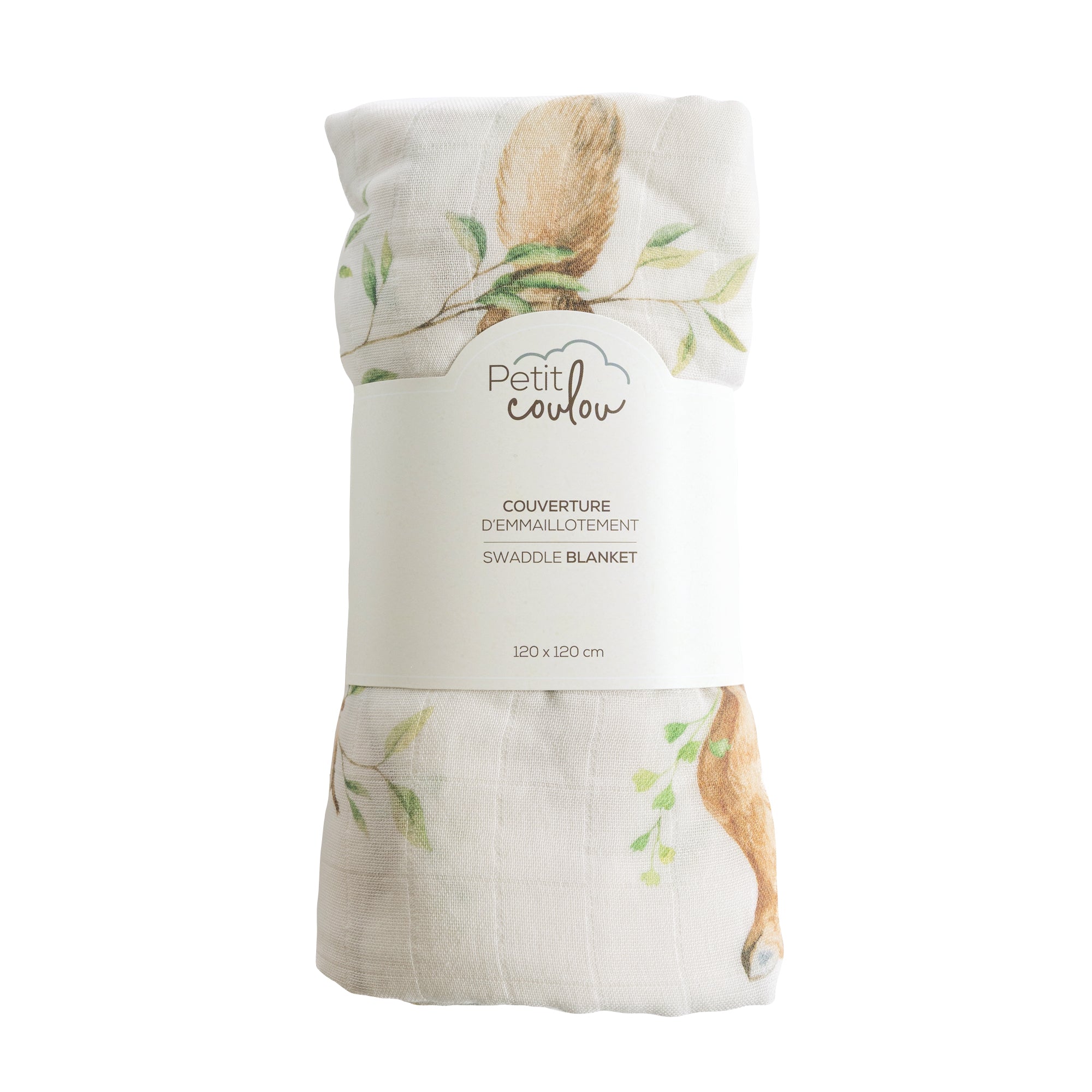 Mousseline en bambou et coton motif forêt enchantée - Muslin bamboo and cotton with animals