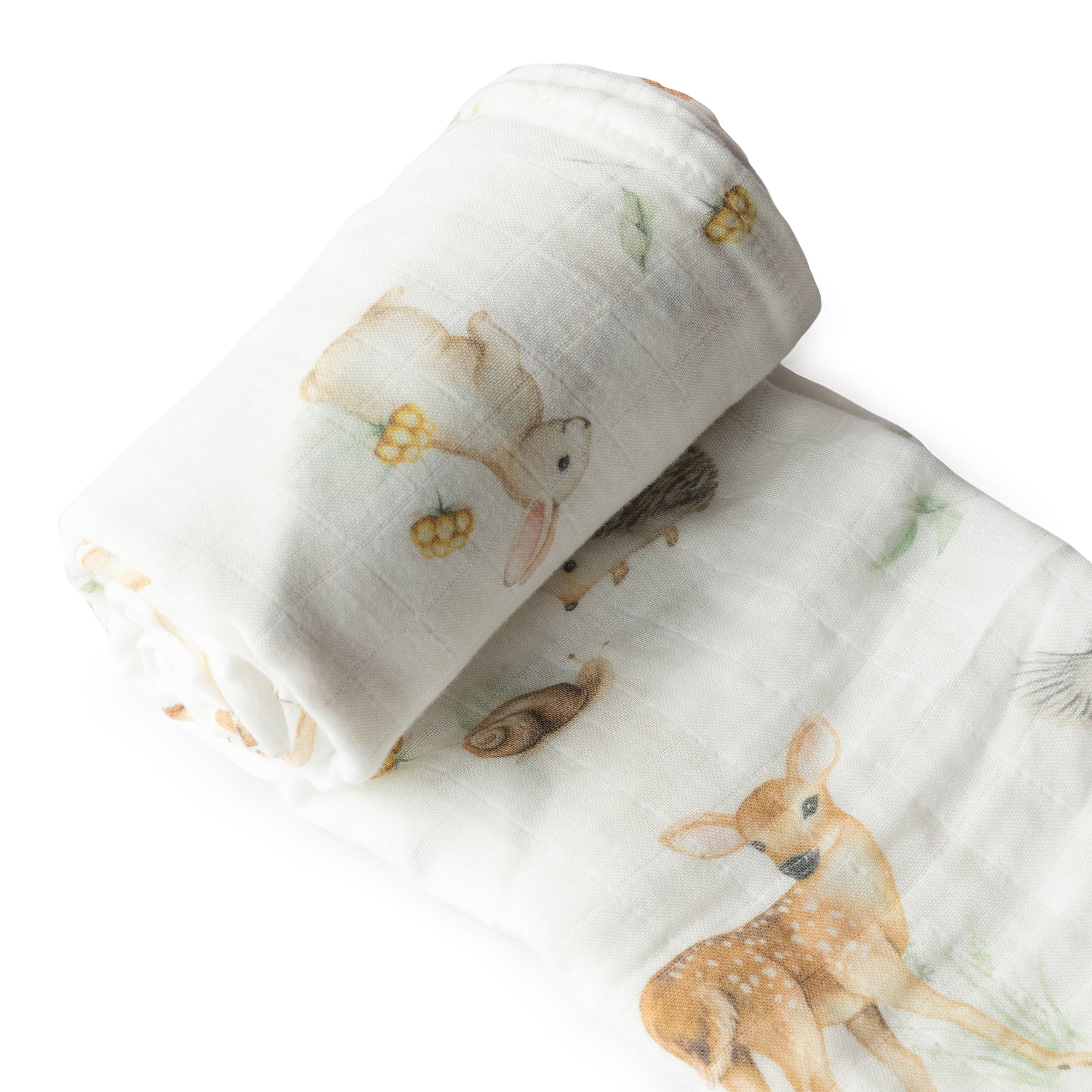 Mousseline roulée avec motif d'animaux de la forêt