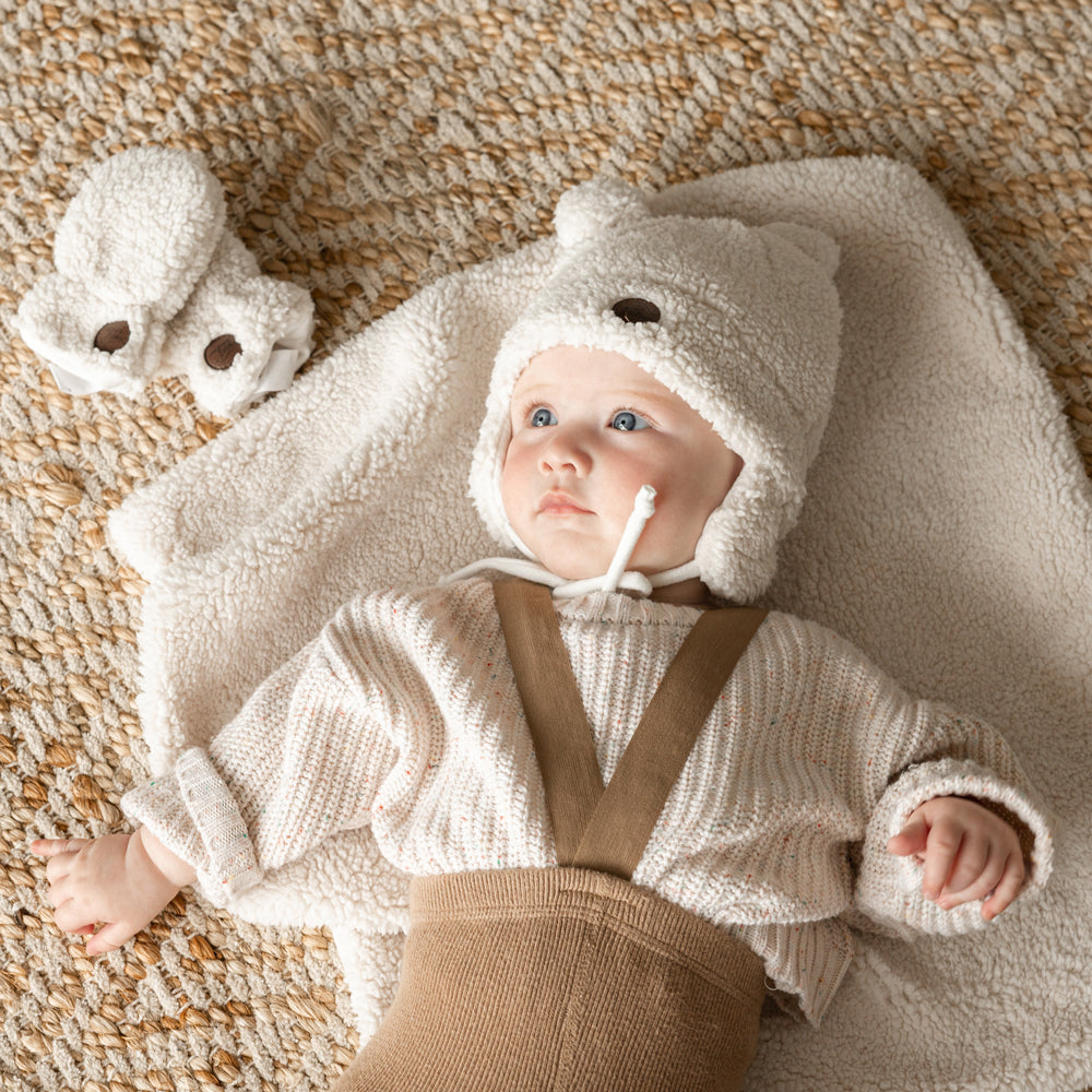 Teddy Bear Sherpa gift box for baby (4 accessories)