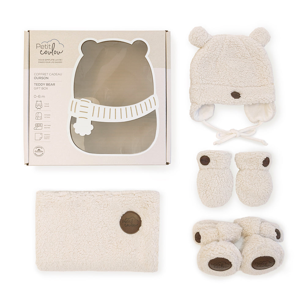 Sherpa Teddy bear Gift Set for baby (4 accessories)