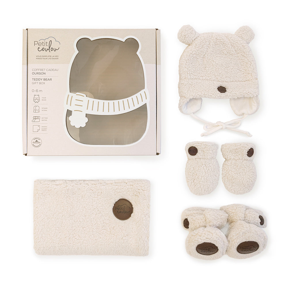 Teddy Bear Sherpa gift box for baby (4 accessories)