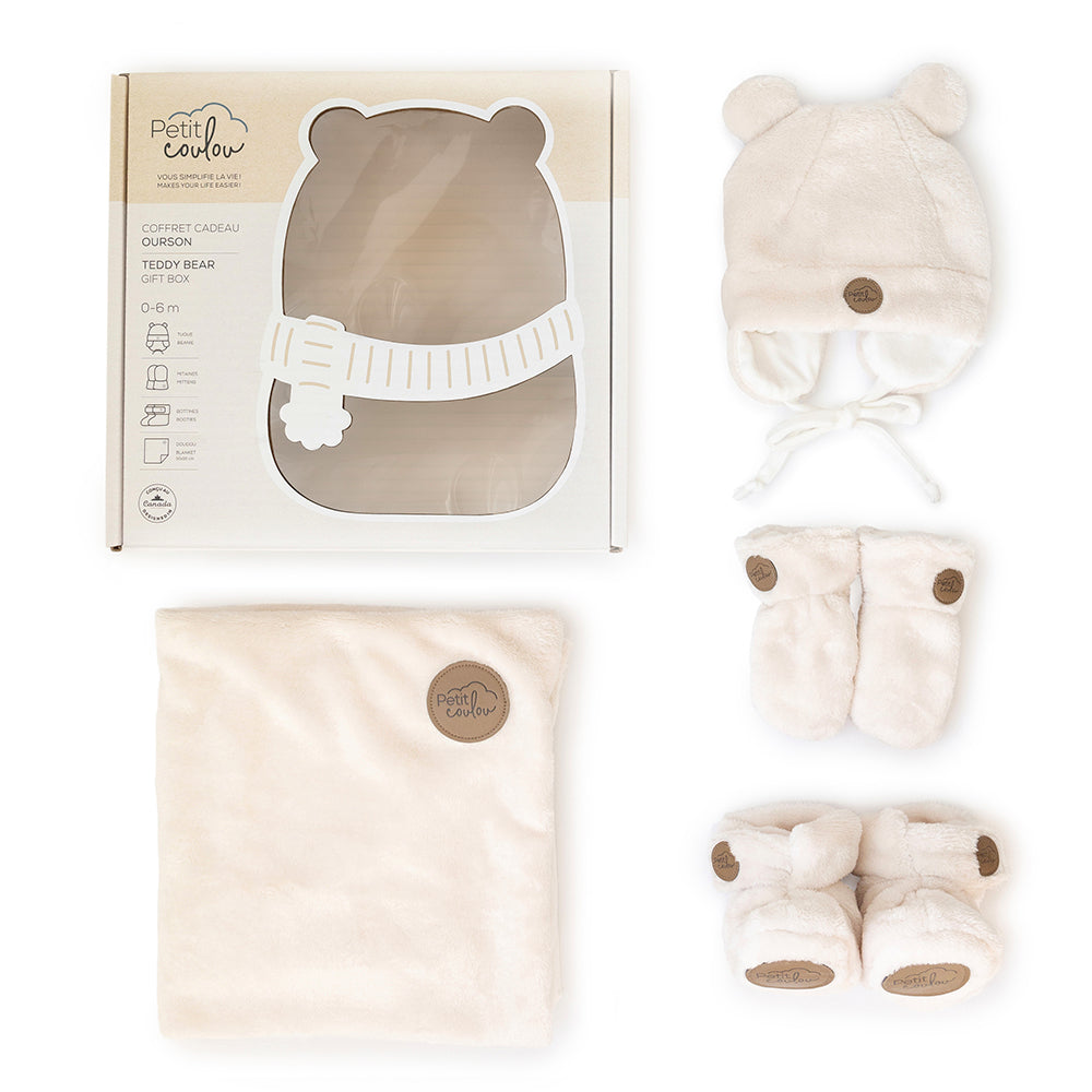 Minky Teddy Bear Gift Box For Baby (4 accessories)