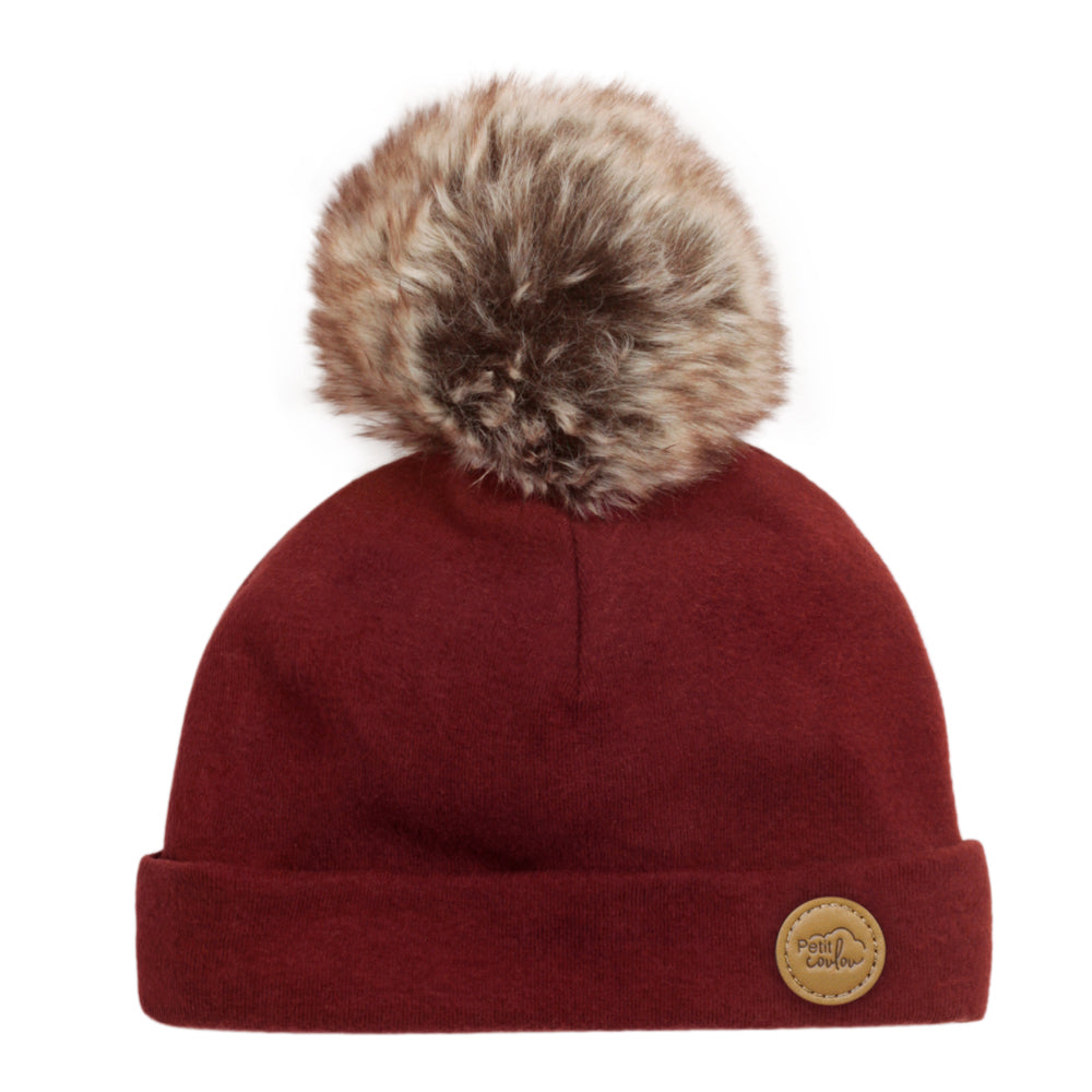 Tuque pour bébé avec pompon (0-12m)