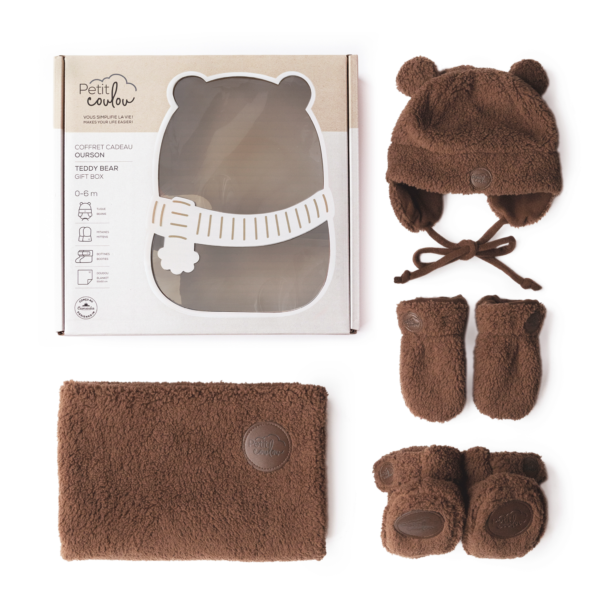 Coffret cadeau Ourson Sherpa pour bébé (4 accessoires)