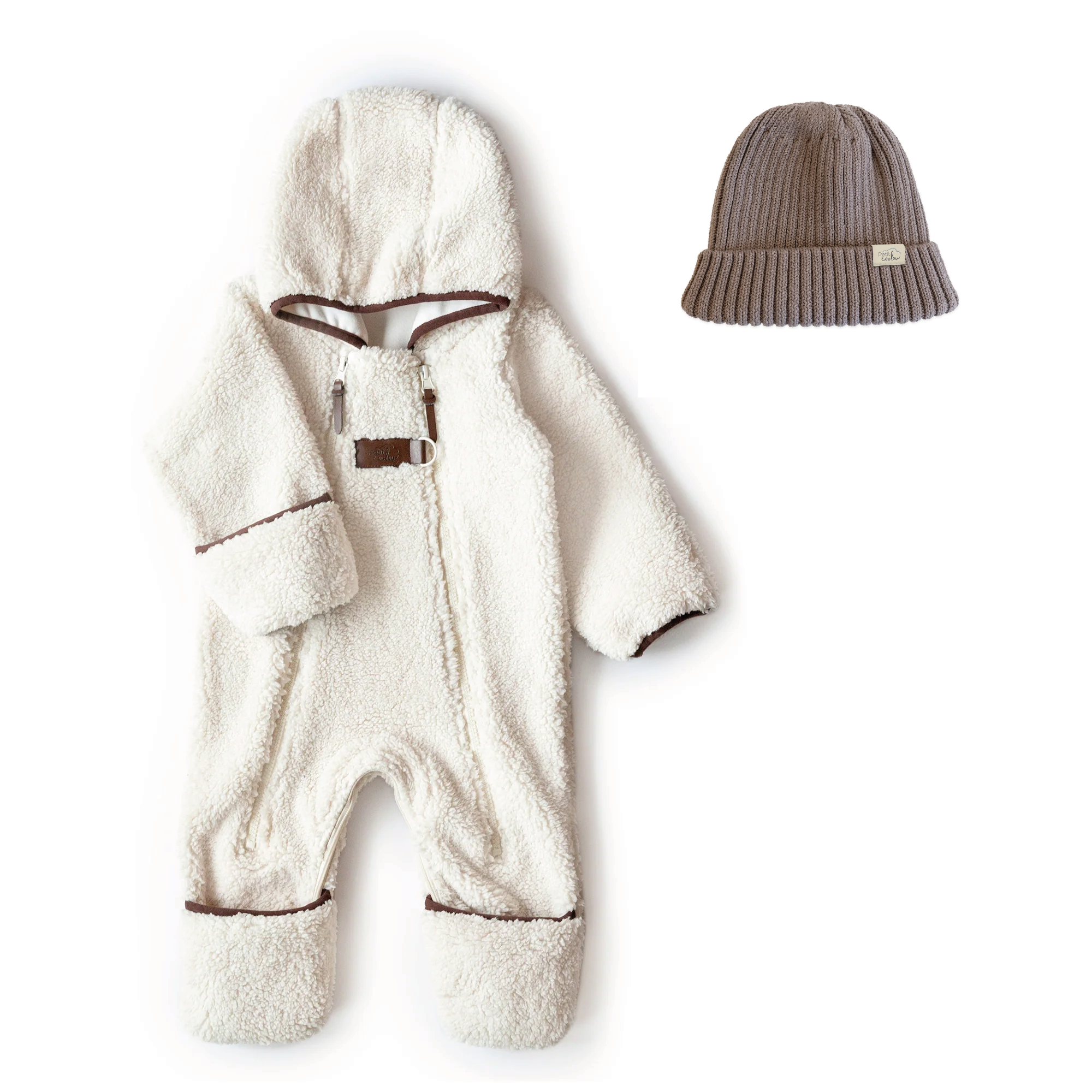 Bundle: Lined Sherpa Onesie with Knit Beanie
