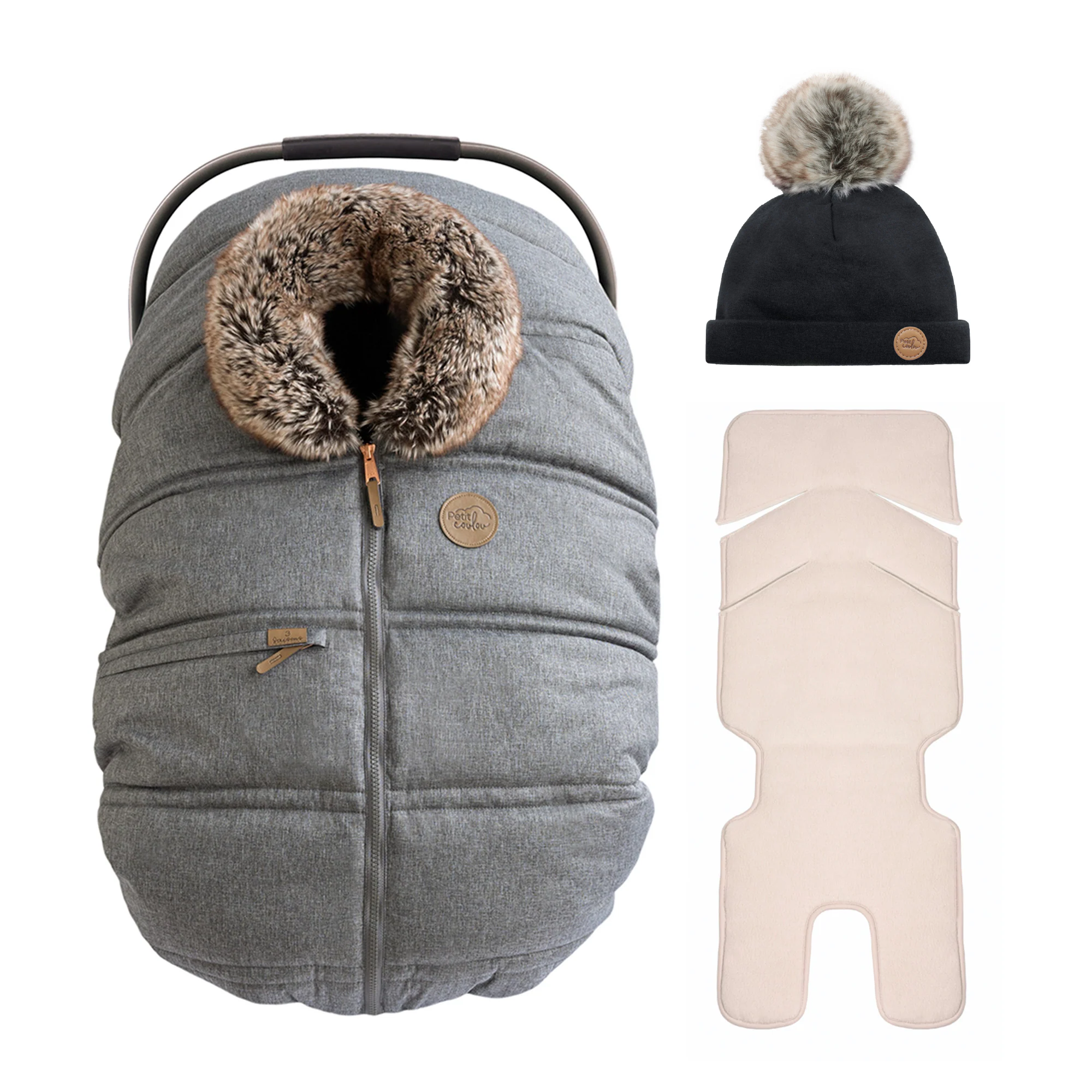 Combo : Housse 3 saisons classique avec une tuque pompon et un fond isolant
