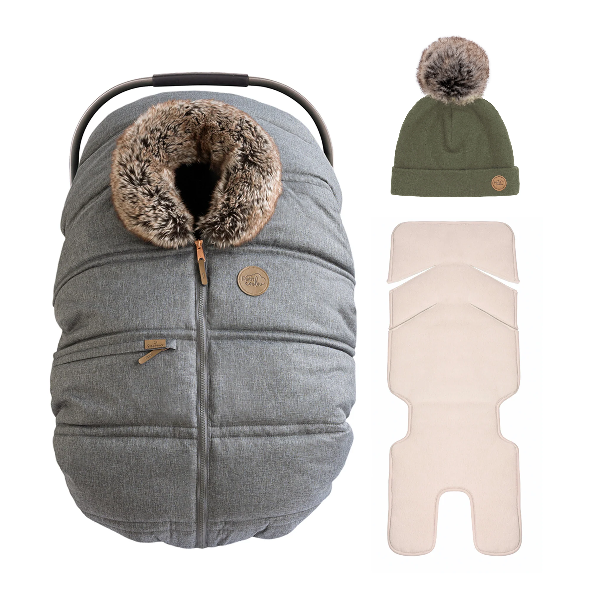 Combo : Housse 3 saisons classique avec une tuque pompon et un fond isolant