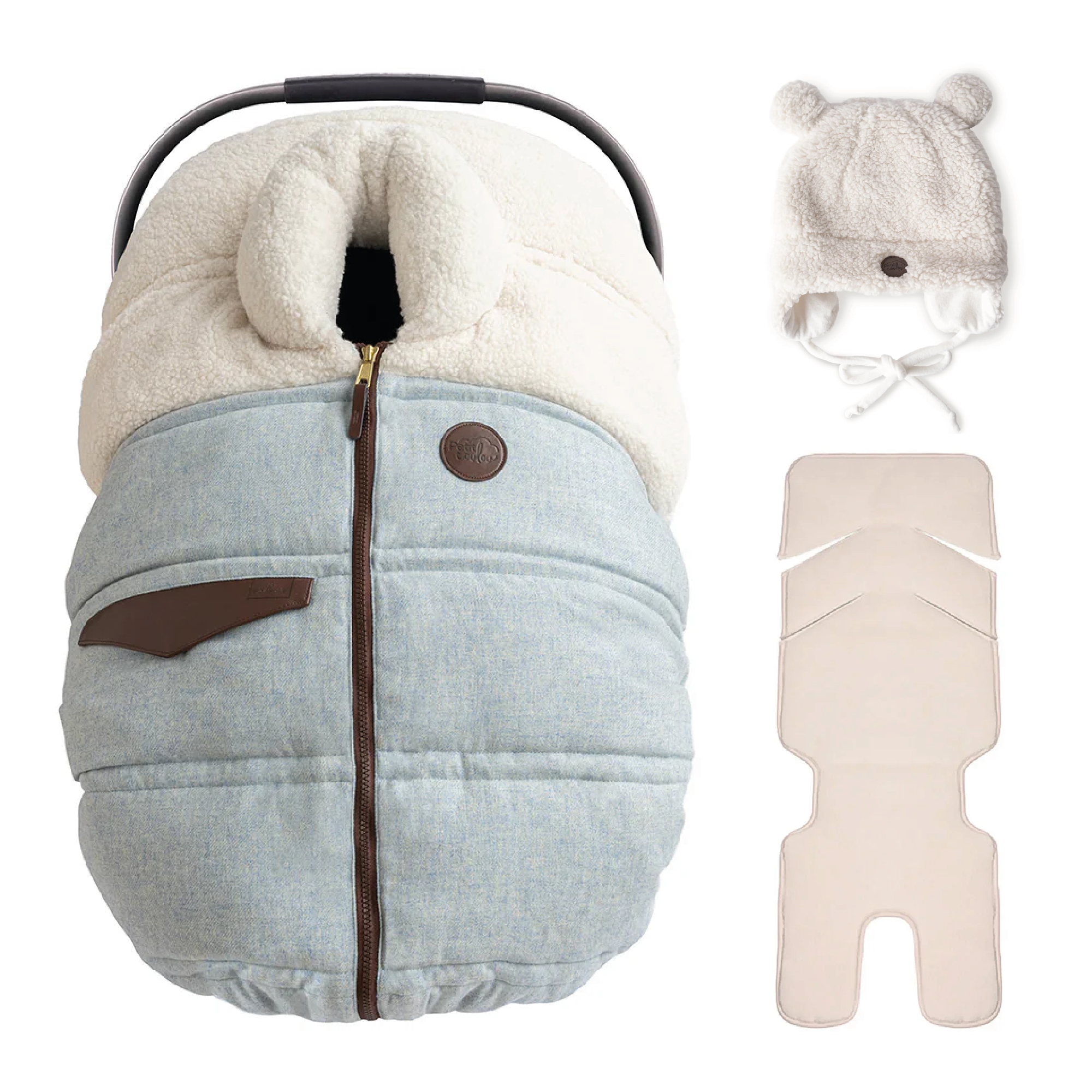 Combo : Housse 3 saisons sherpa avec une tuque ourson et un fond isolant