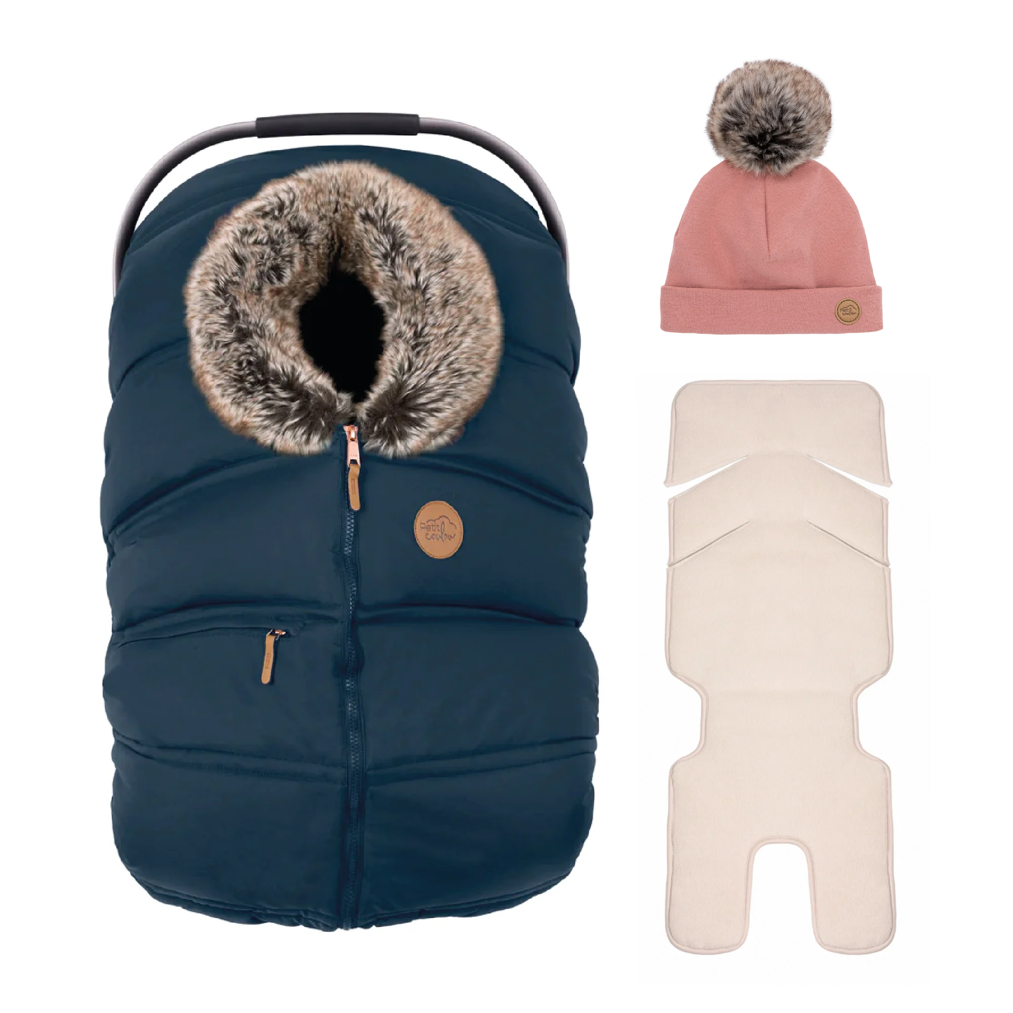 Combo : Housse hiver classique avec une tuque pompon et un fond isolant