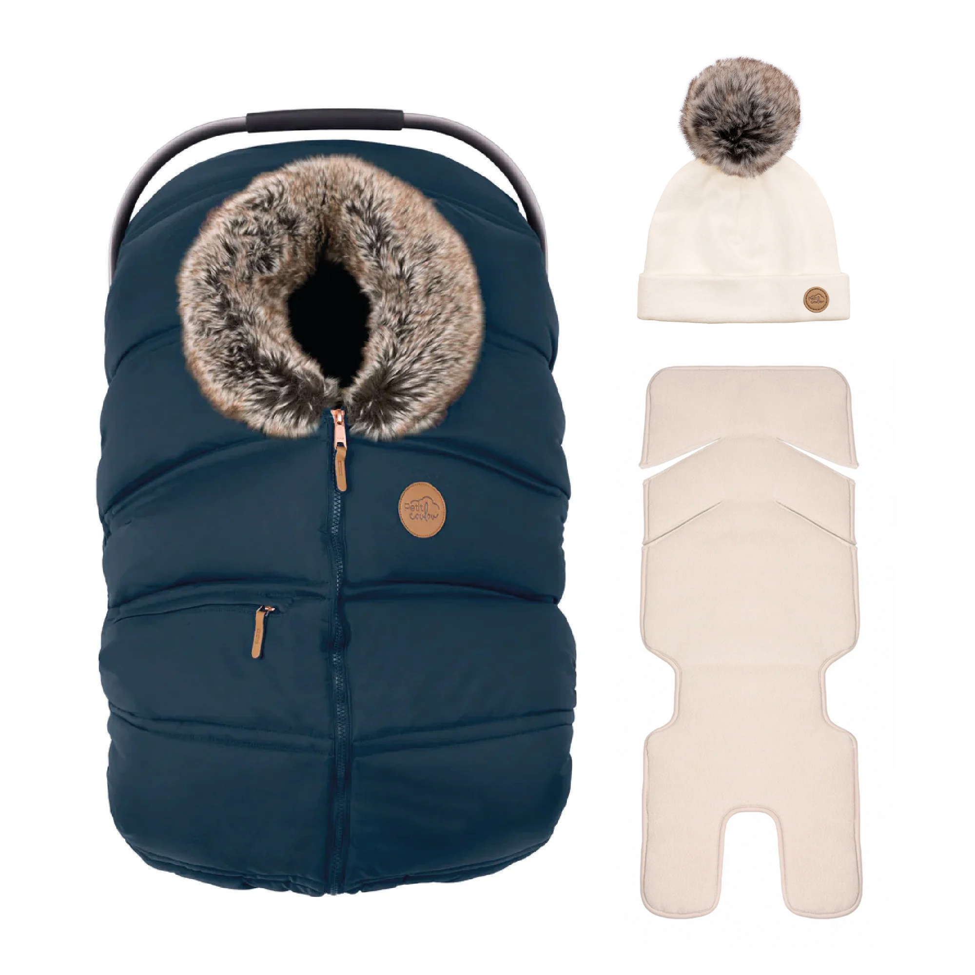 Combo : Housse hiver classique avec une tuque pompon et un fond isolant
