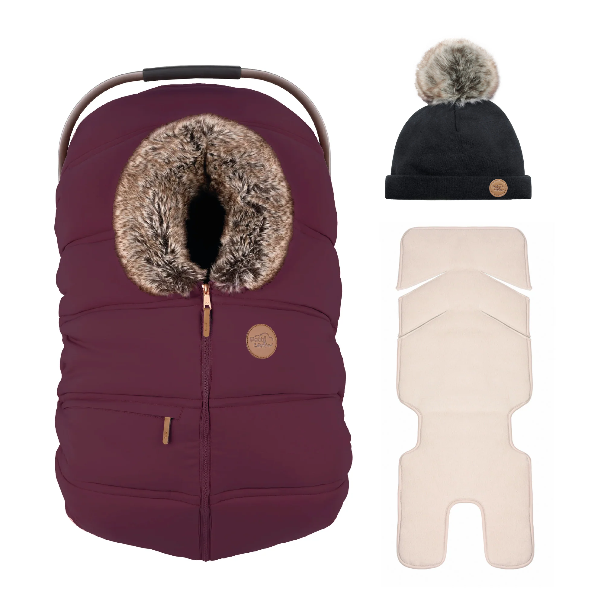 Combo : Housse hiver classique avec une tuque pompon et un fond isolant