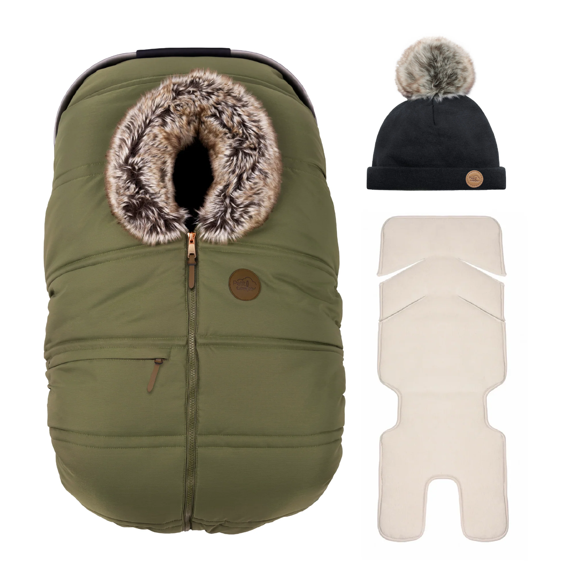 Combo : Housse hiver classique avec une tuque pompon et un fond isolant