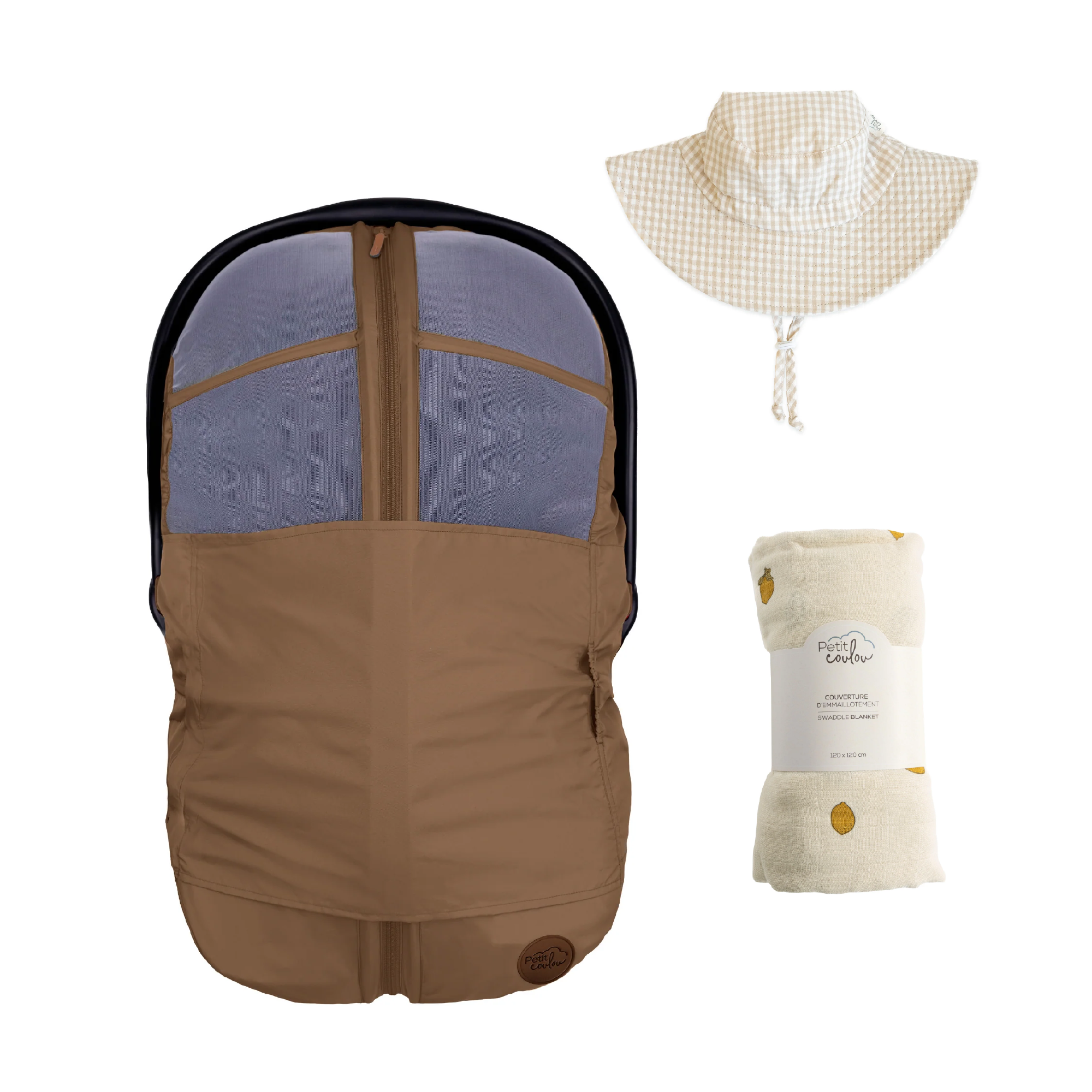 Combo : Housse été 4-en-1 pour siège d'auto avec mousseline et chapeau soleil