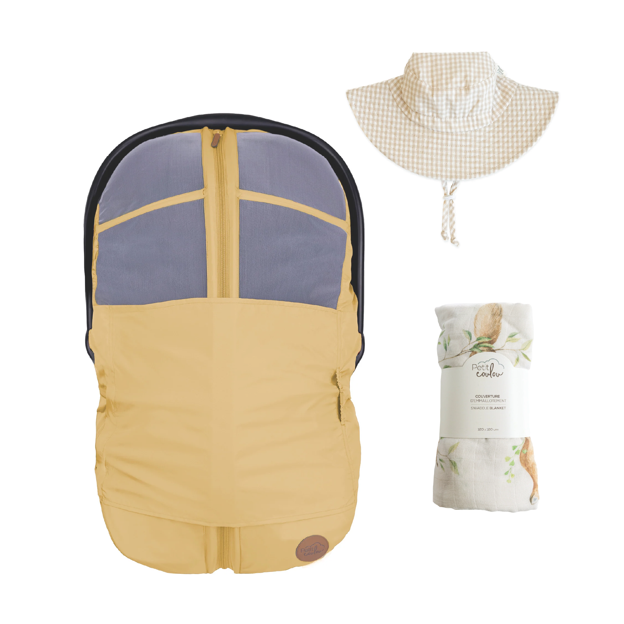 Combo : Housse été 4-en-1 pour siège d'auto avec mousseline et chapeau soleil